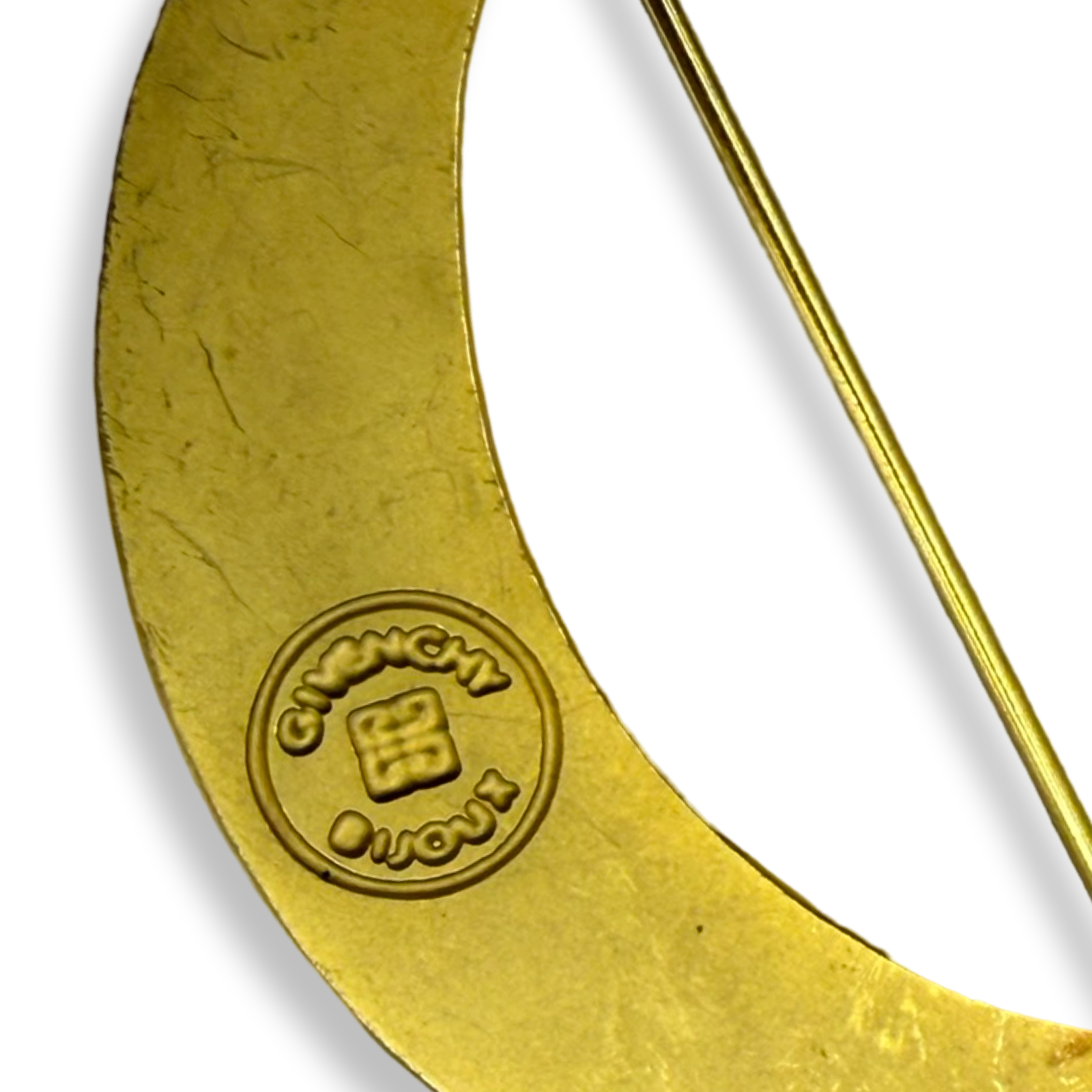Givenchy authentic gold crescent moon pin pendant brooch