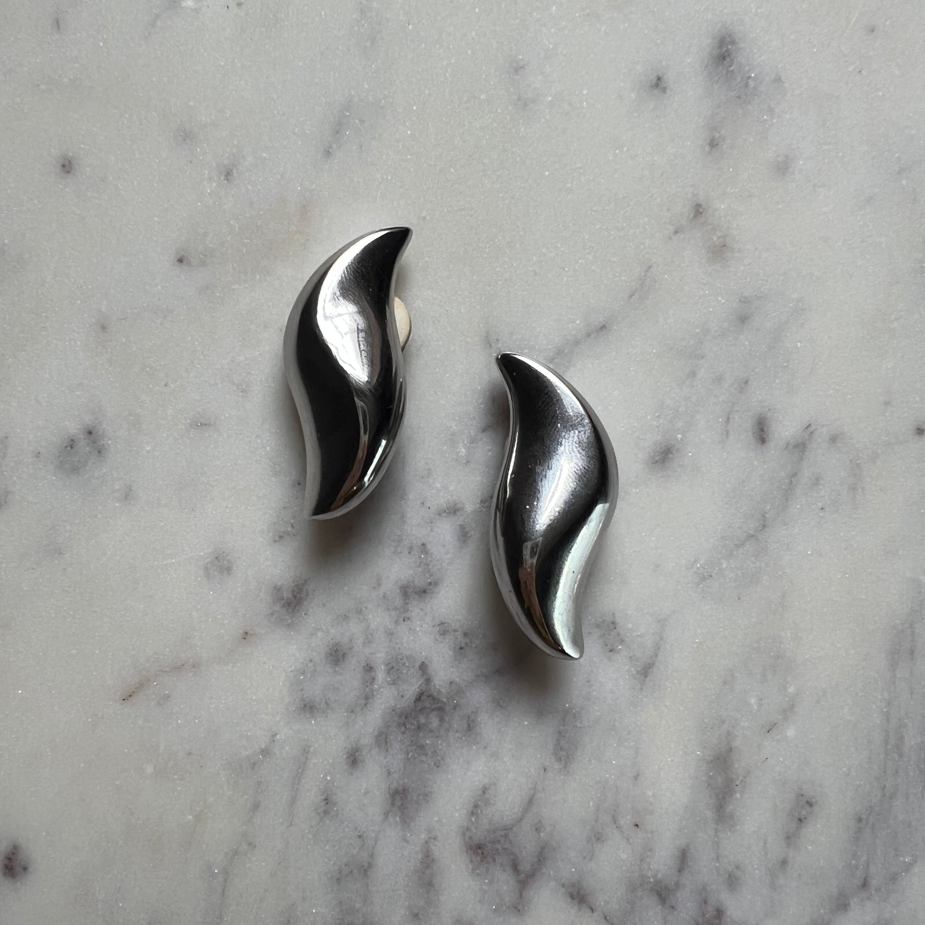 Givenchy authentic vintage silver earrings art deco design