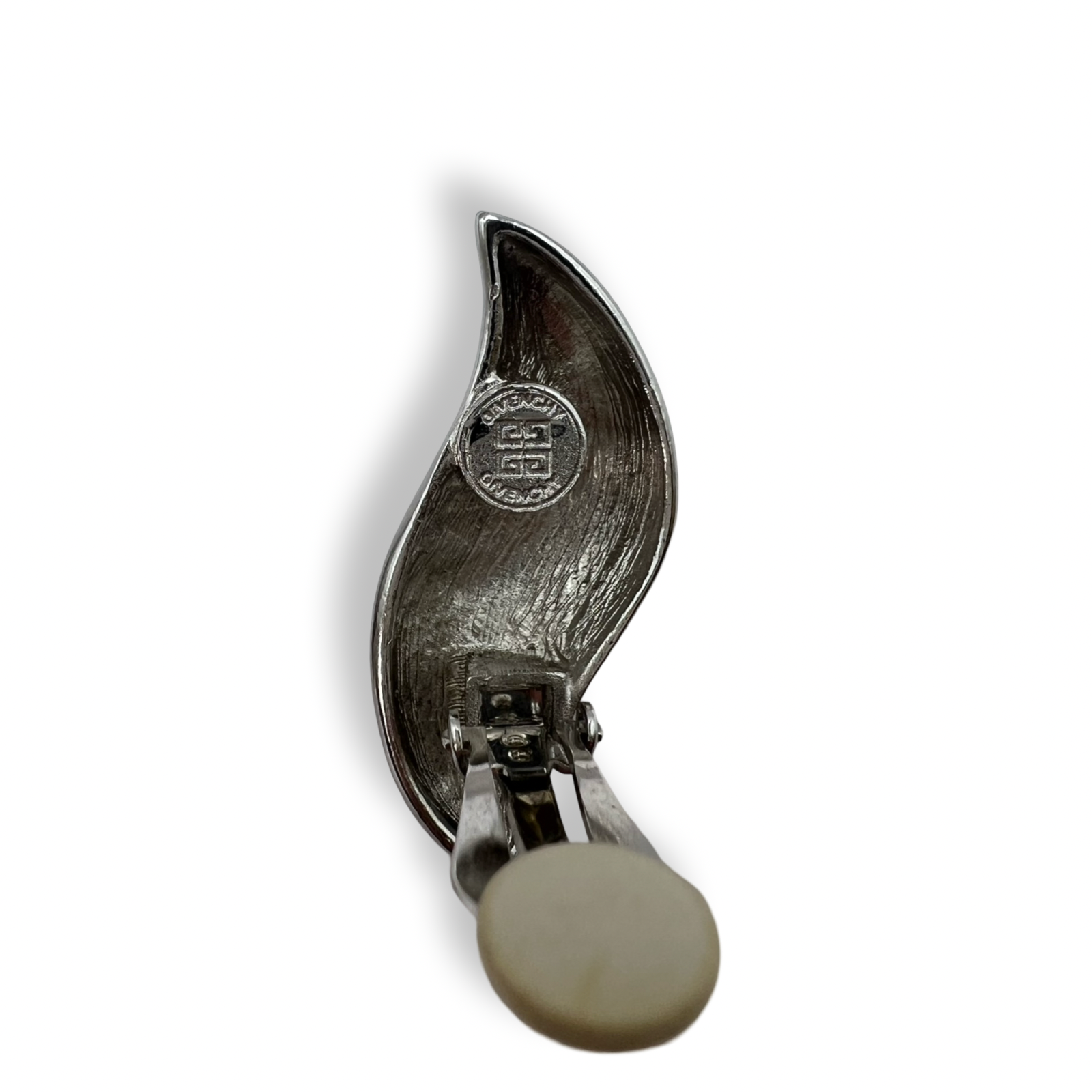 Givenchy shiny silver earrings vintage wave design
