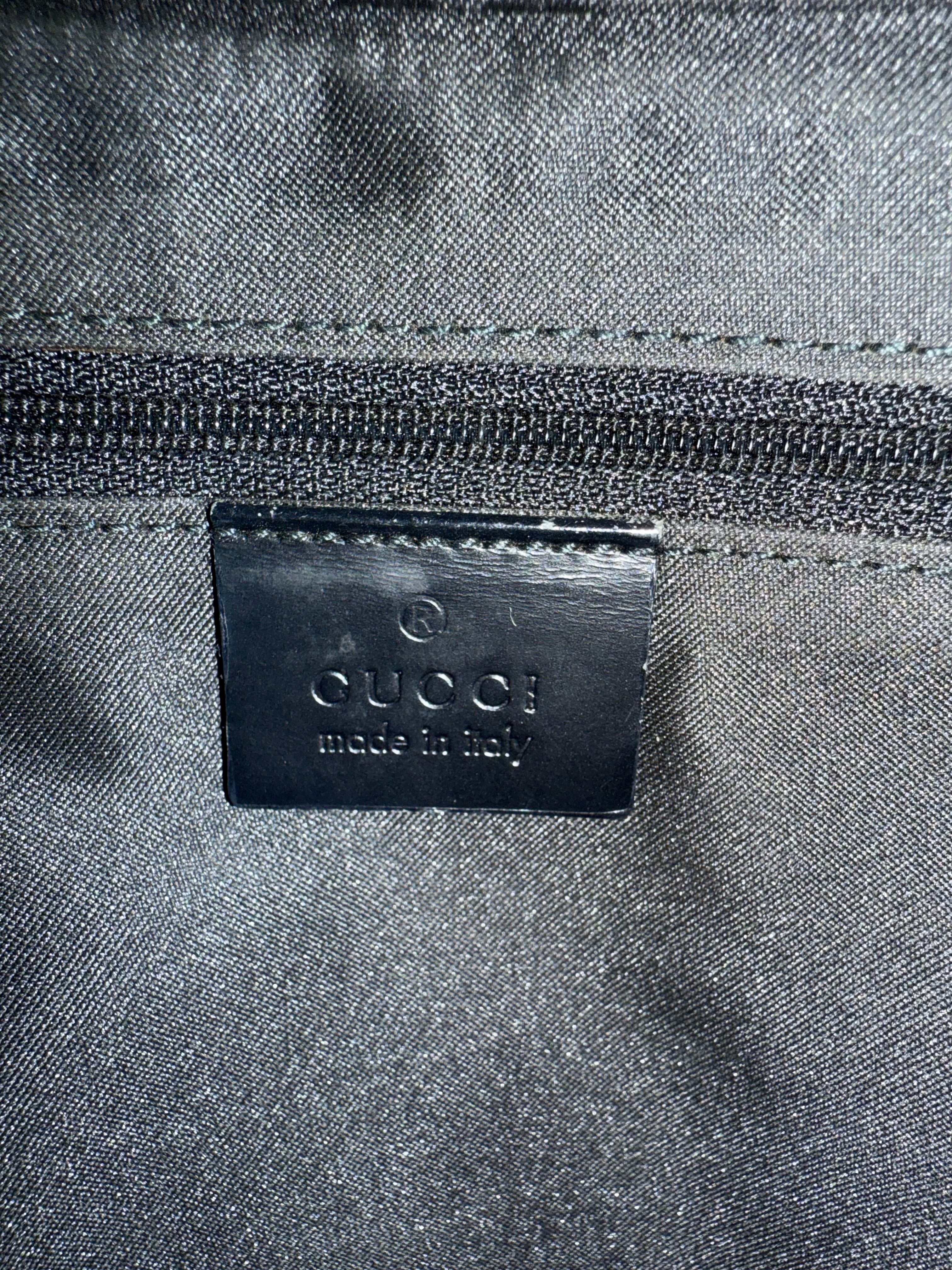 Gucci Black Vintage Bamboo handle Monogram Tote