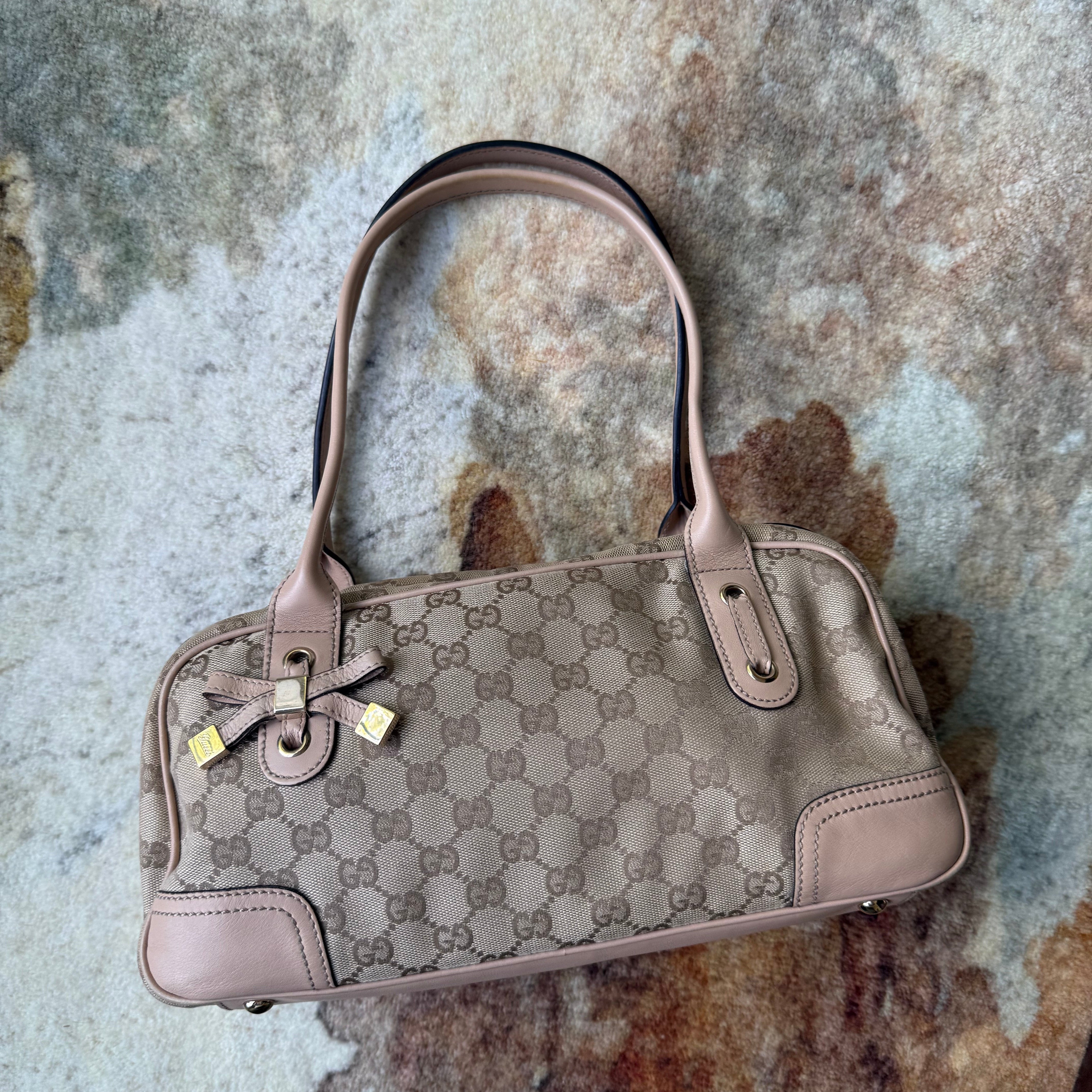 Gucci GG Prince Shoulder Bag Small Neutral authentic bow detail 2000s