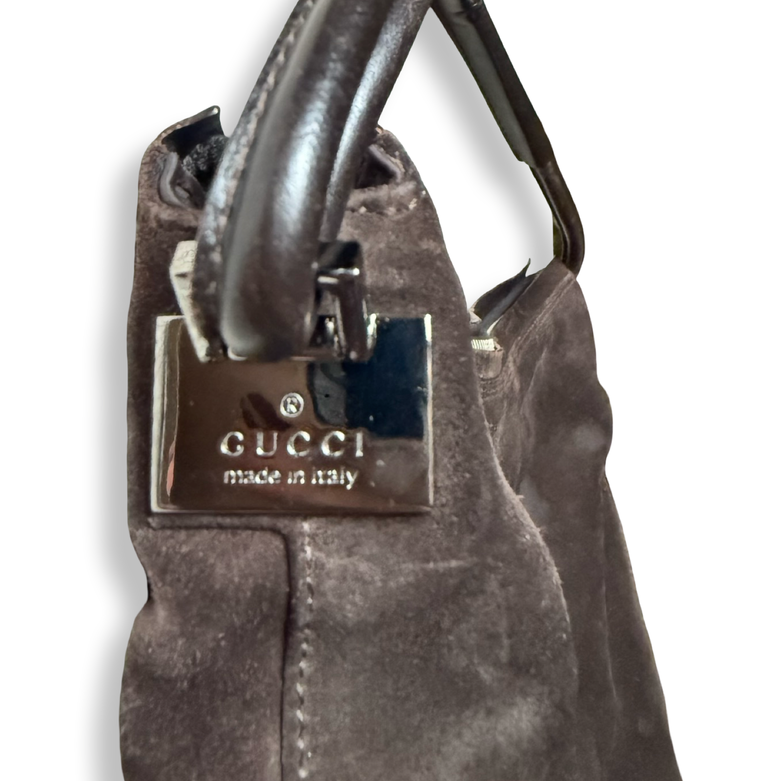 Gucci Hobo Shoulder Bag chocolate brown suede and leather