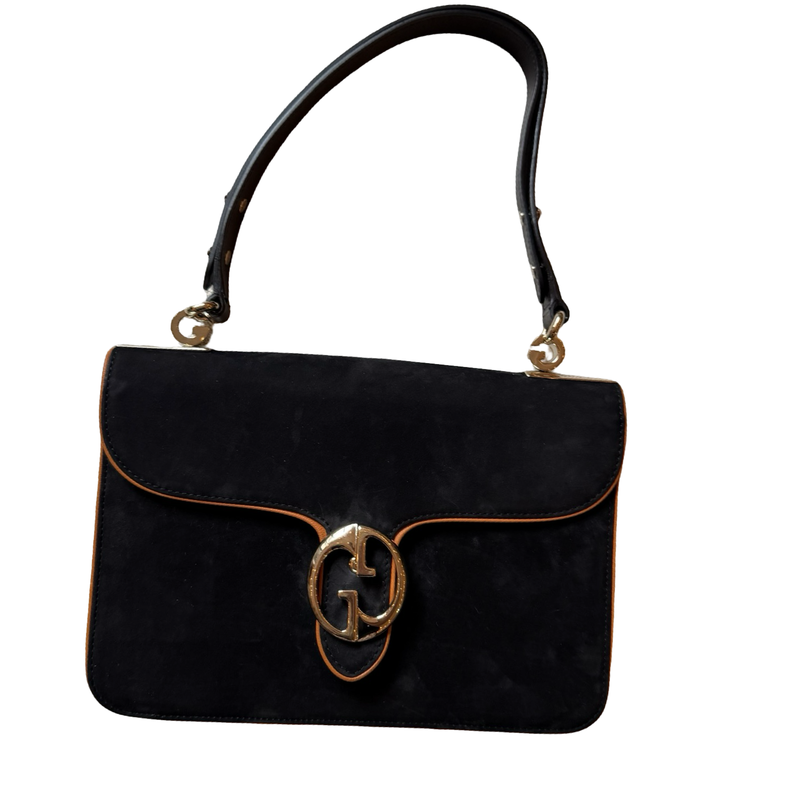 Gucci Suede 2010 Shoulder Bag 1973 collection authentic black and orange