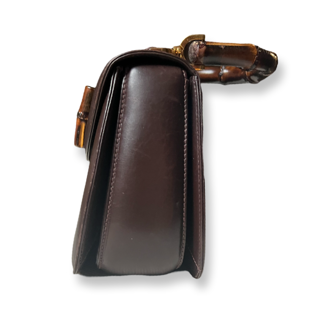authentic vintage Gucci Bamboo Bag Brown leather 1970s