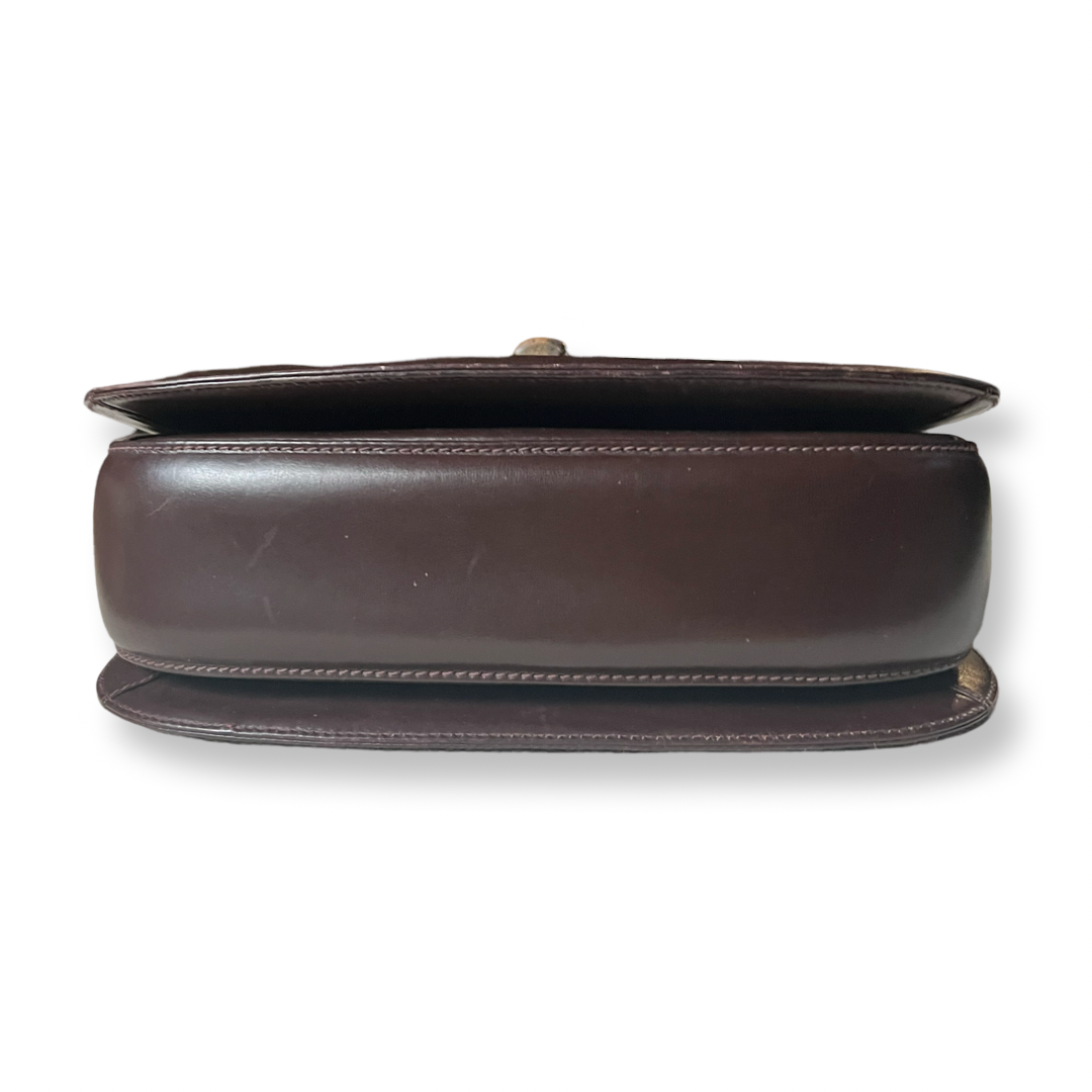 Brown Leather Gucci bag vintage 1960s bamboo top handle 0633 bag