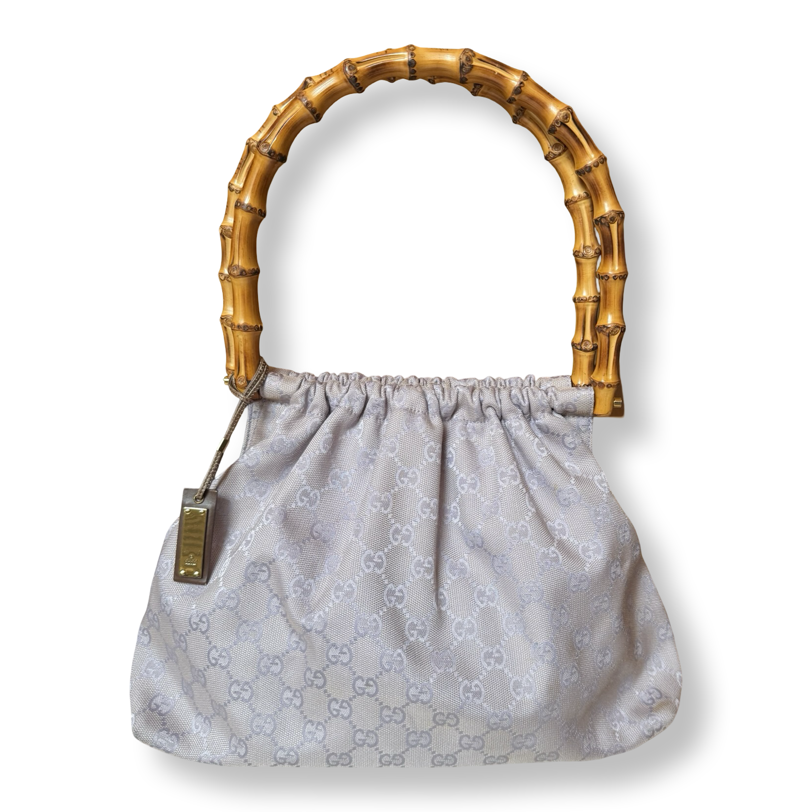 Authentic Gucci Lavender GG Tote with Bamboo Handles