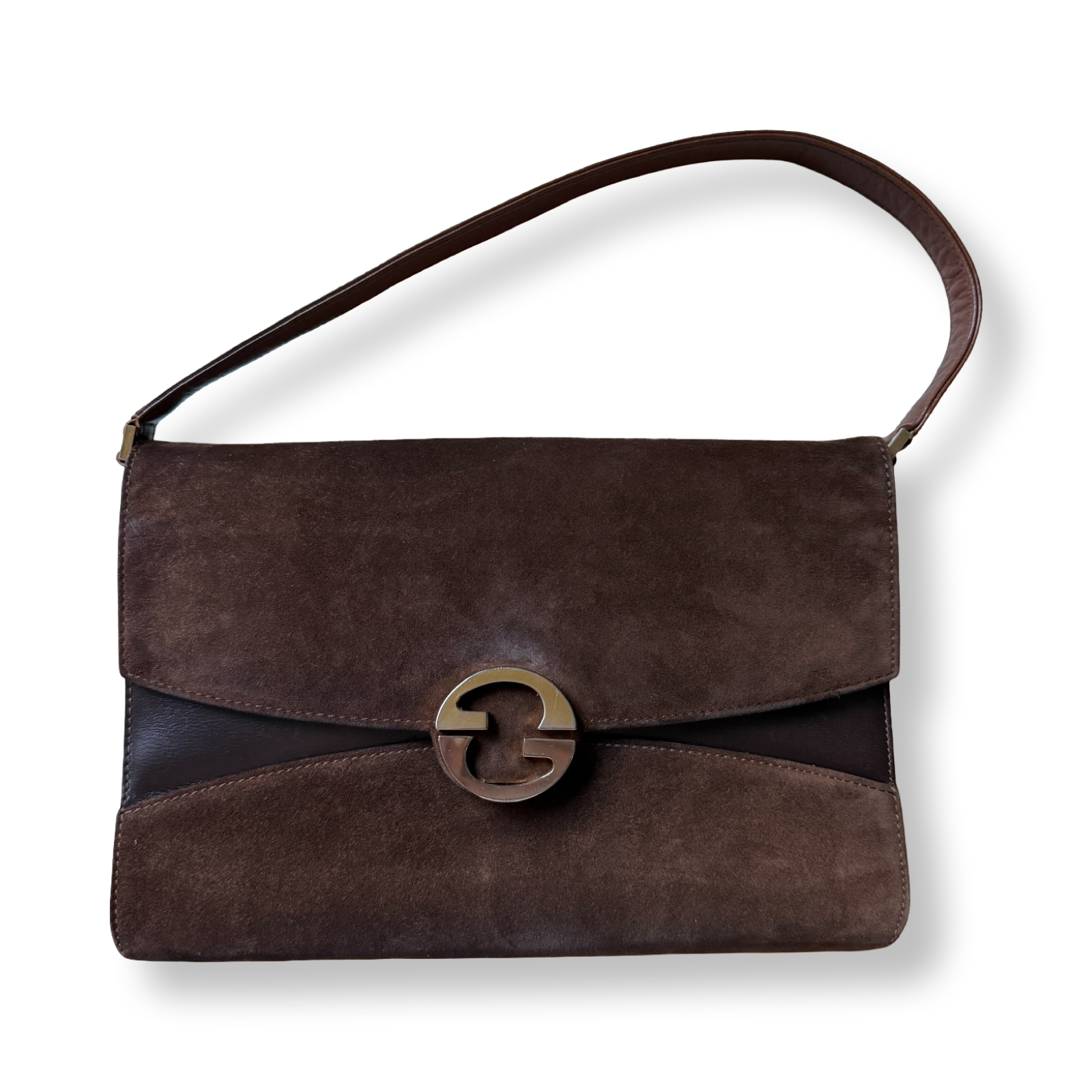 Gucci Vintage Brown Suede Shoulder Bag authentic teddy bear brown