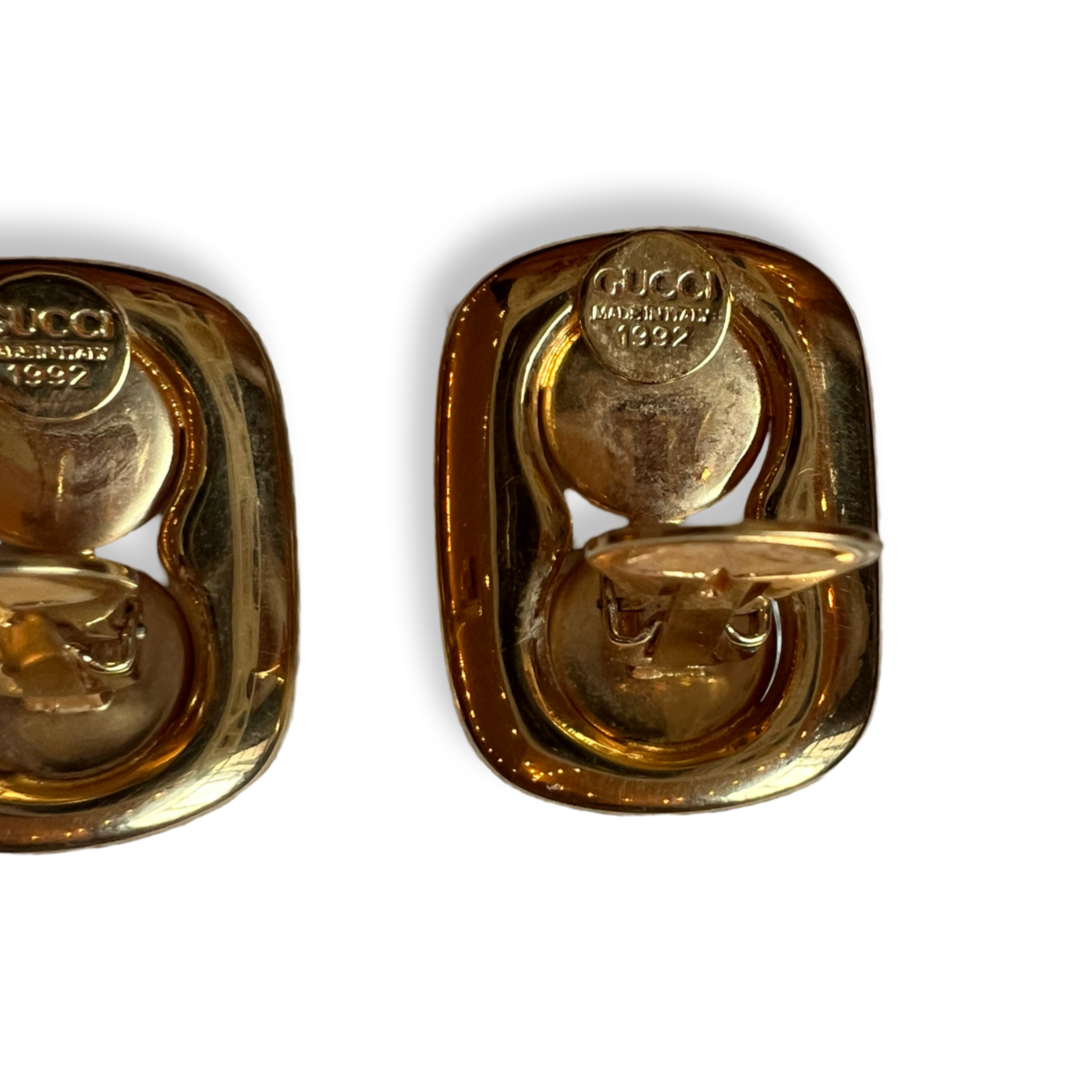 authentic vintage Gucci Earrings Gold & Pearl clip ons