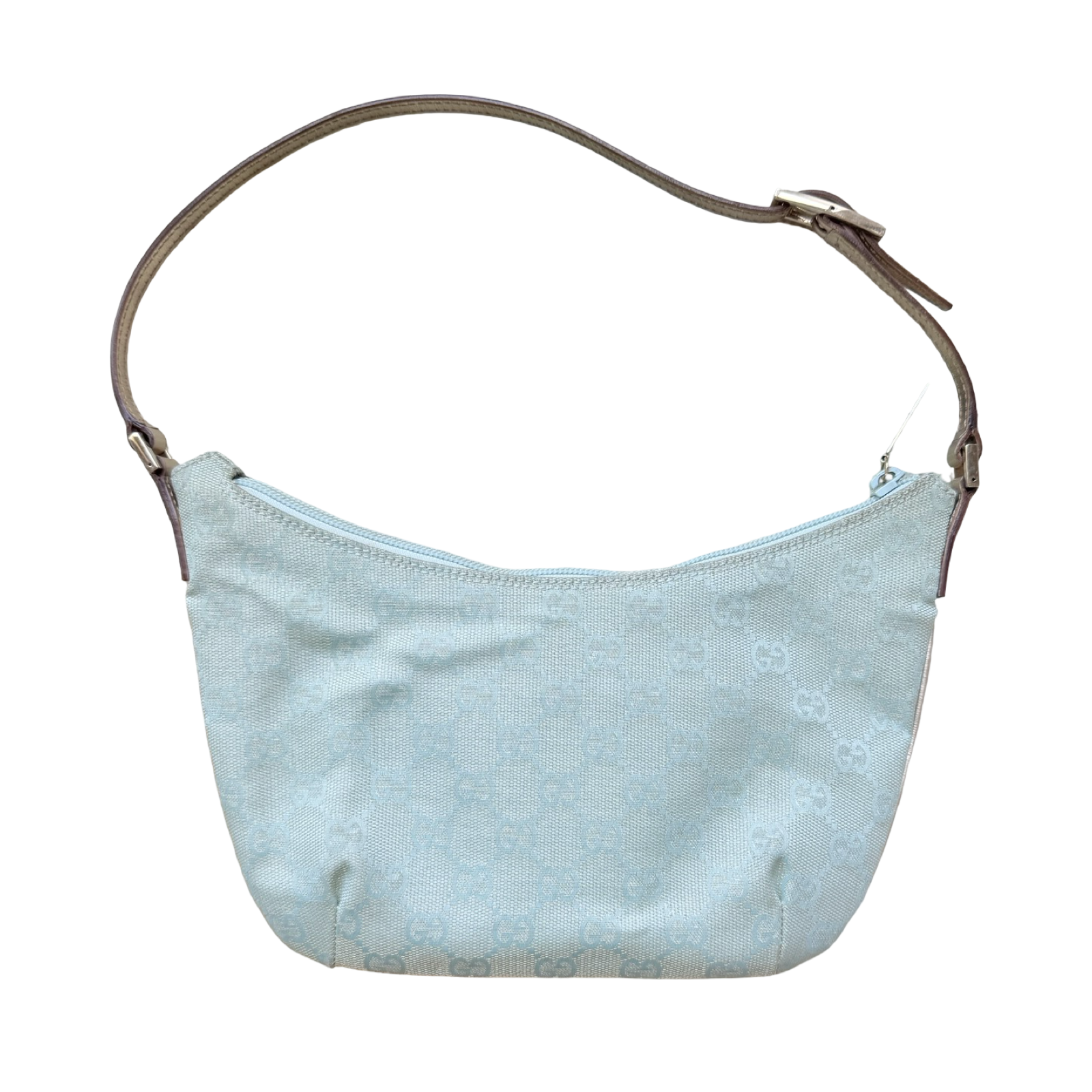 Gucci authentic Vintage Tom Ford era light blue & metallic gold monogram shoulder bag