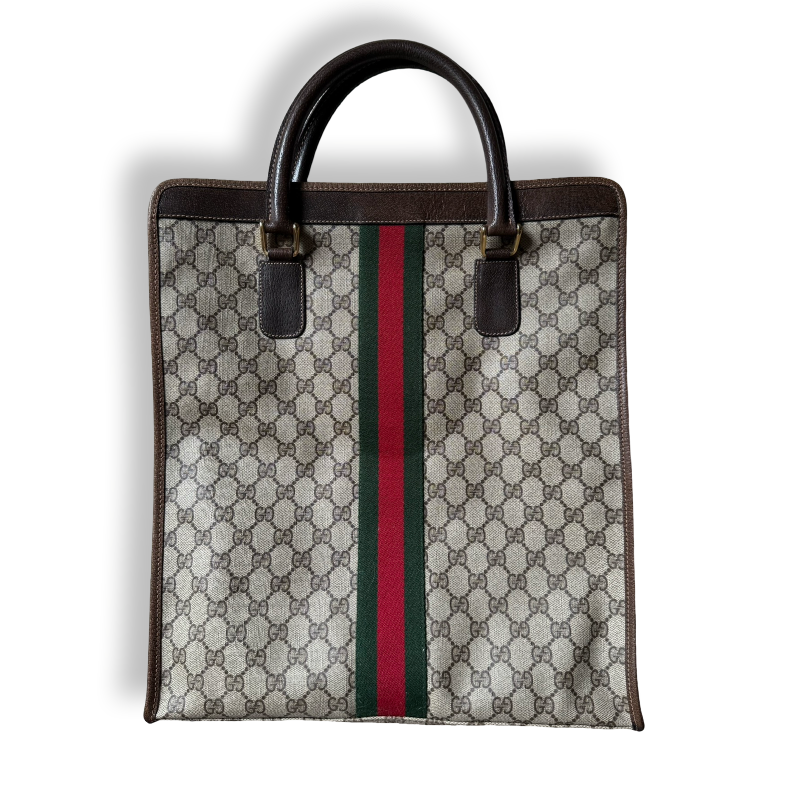 Gucci Vintage Authentic GG Long North South Tote Bag 1980s