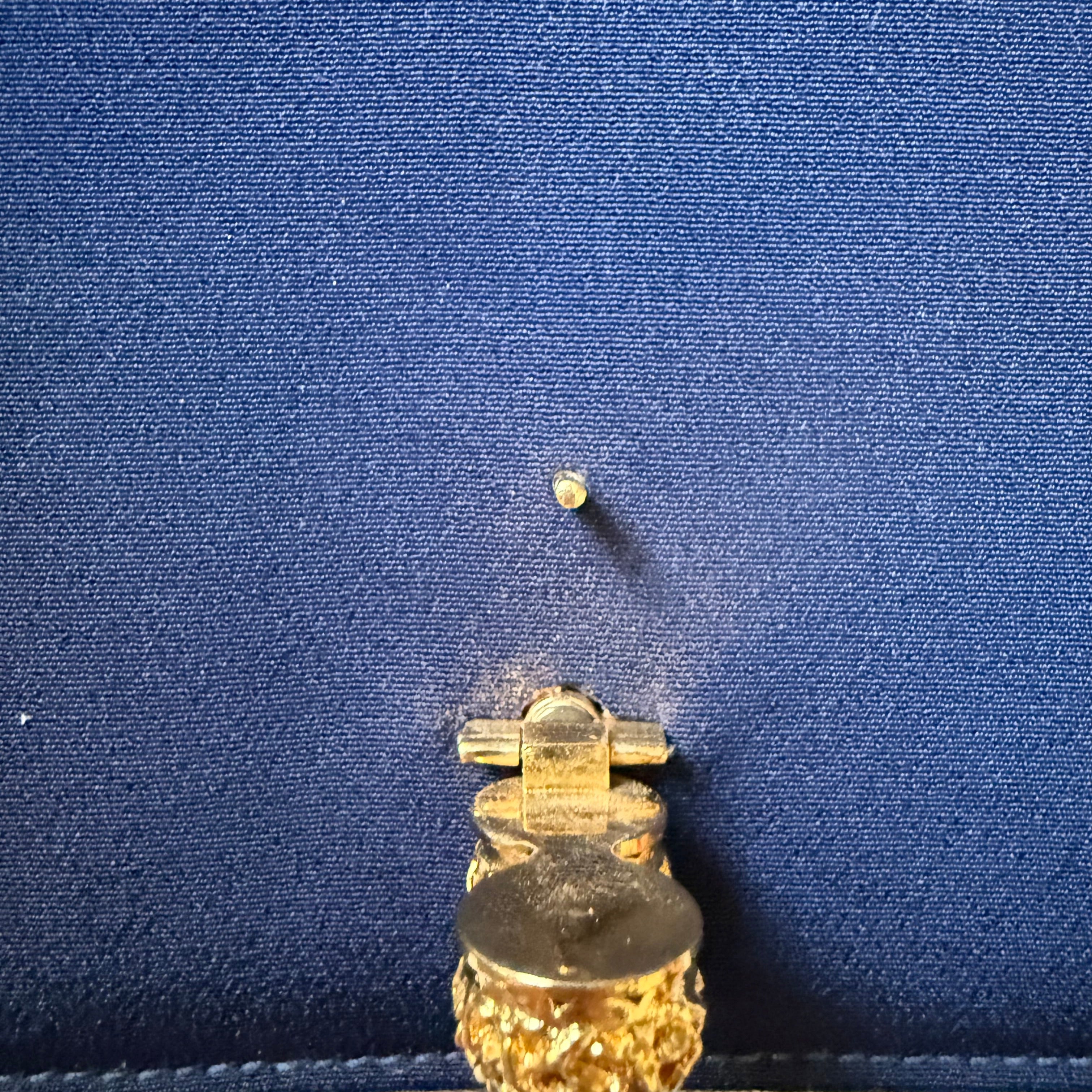 Gucci Vintage Navy Shoulder Bag authentic 1970s crystal closure