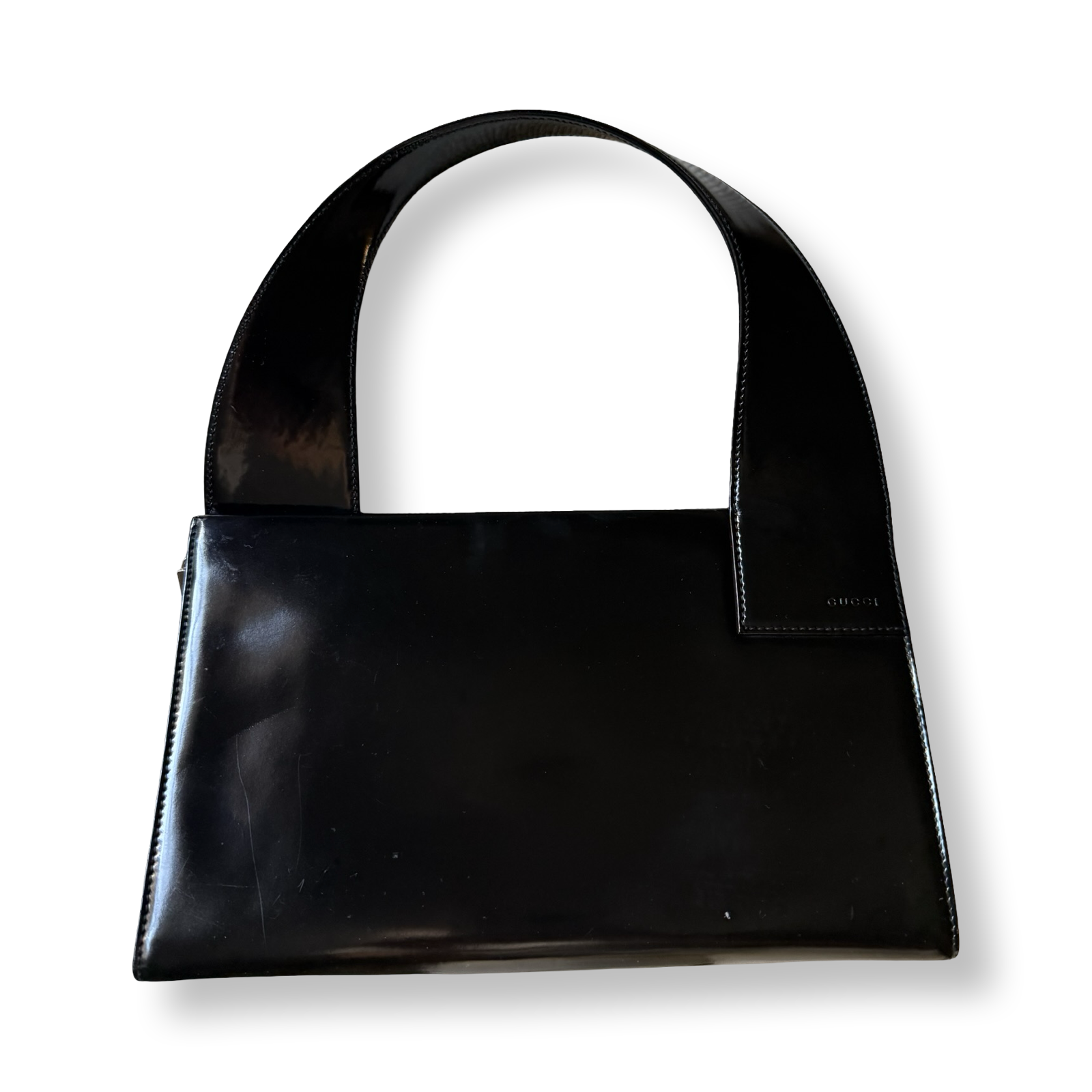 Gucci vintage black minimal shoulder bag shiny 90s authentic
