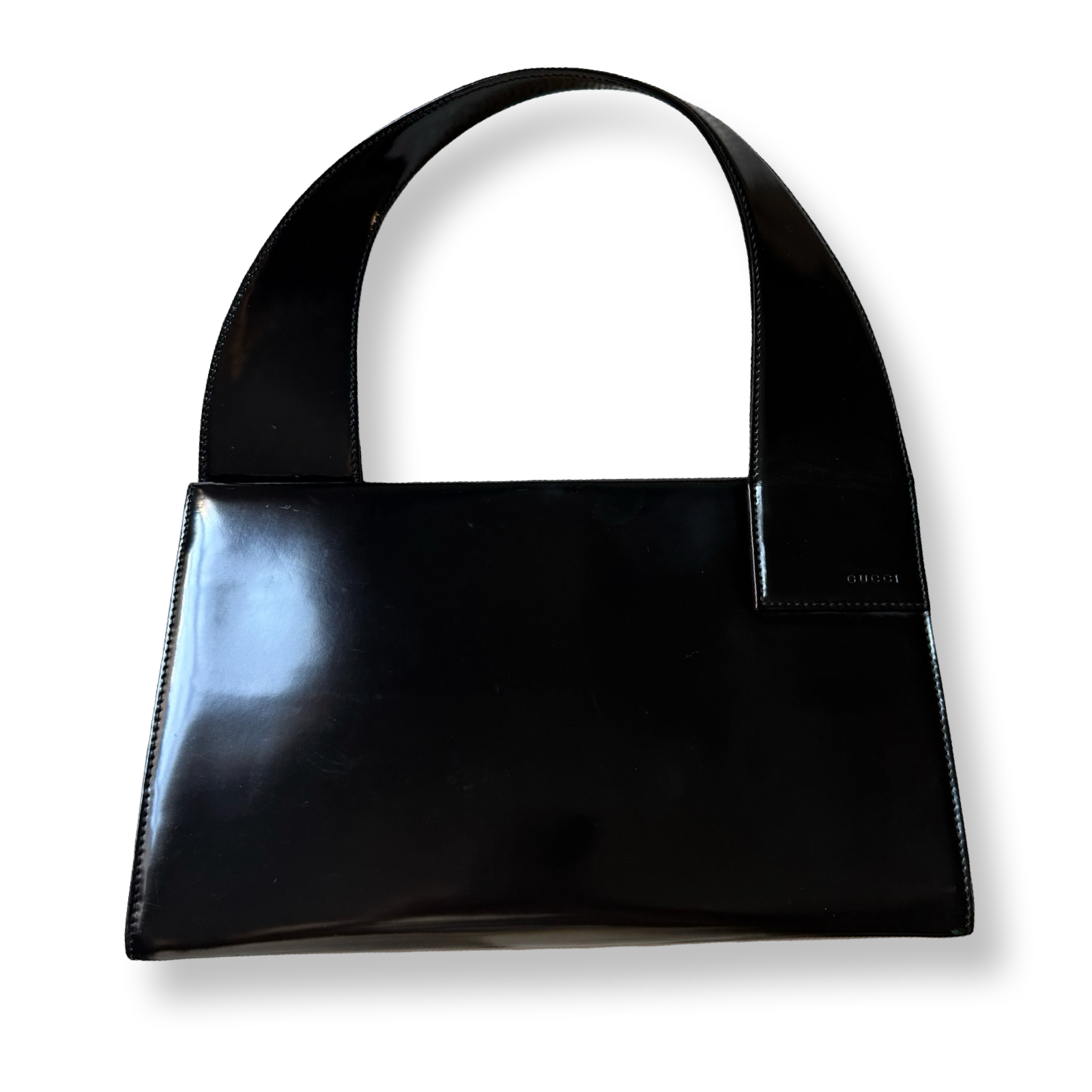 Gucci Vintage Authentic Patent Black Shoulder handbag 90s chic retro