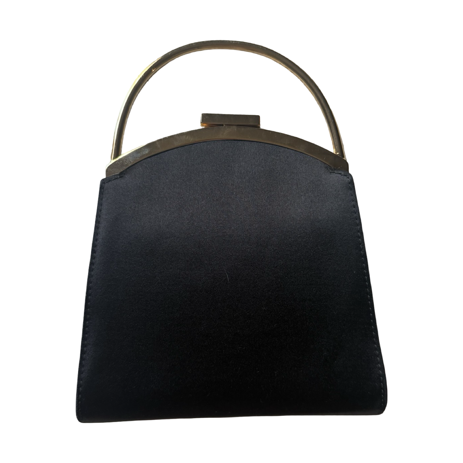 Gucci authentic 1970s vintage satin evening bag black with gold hardware