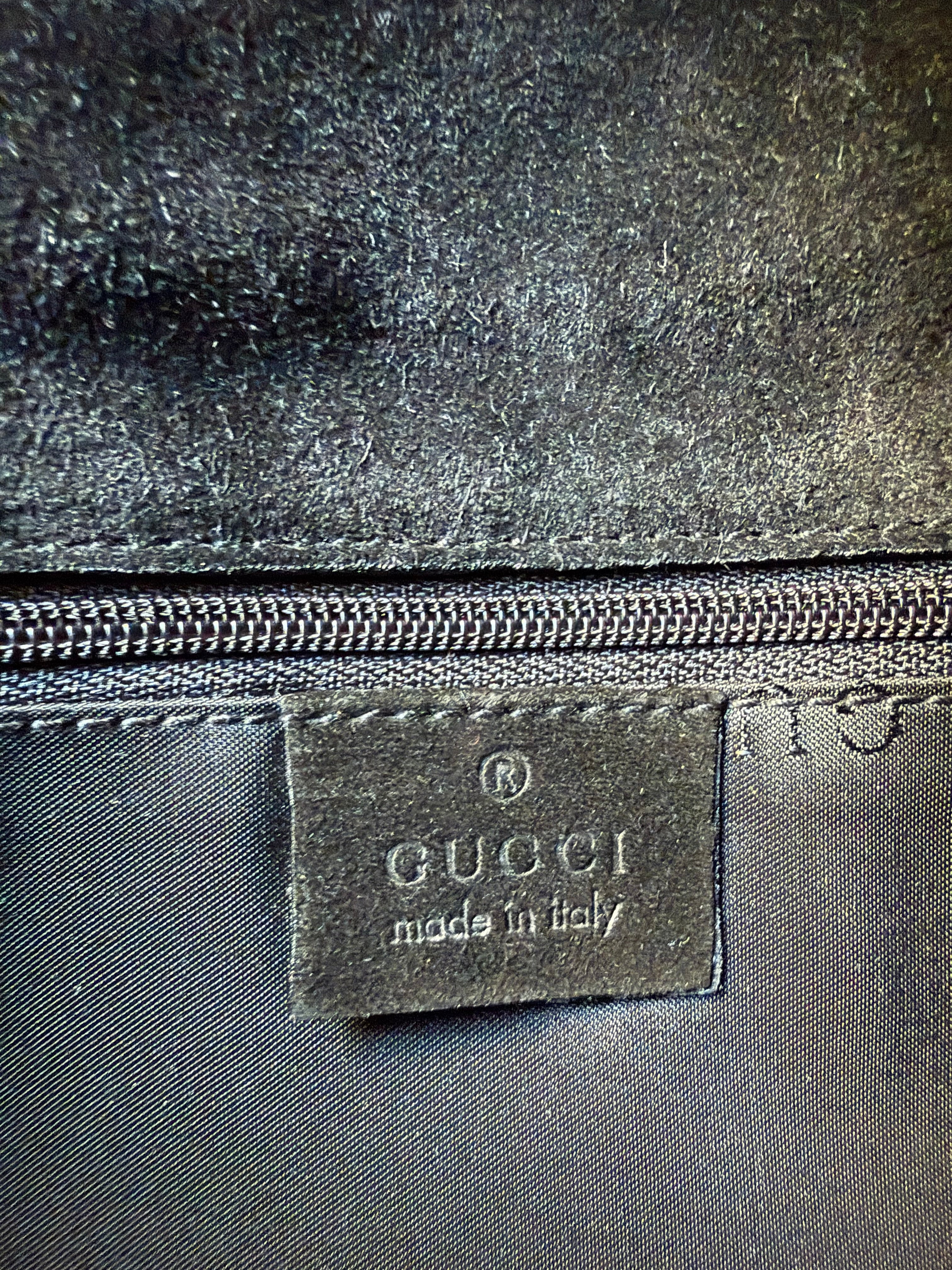 Gucci black suede bamboo shoulder bag