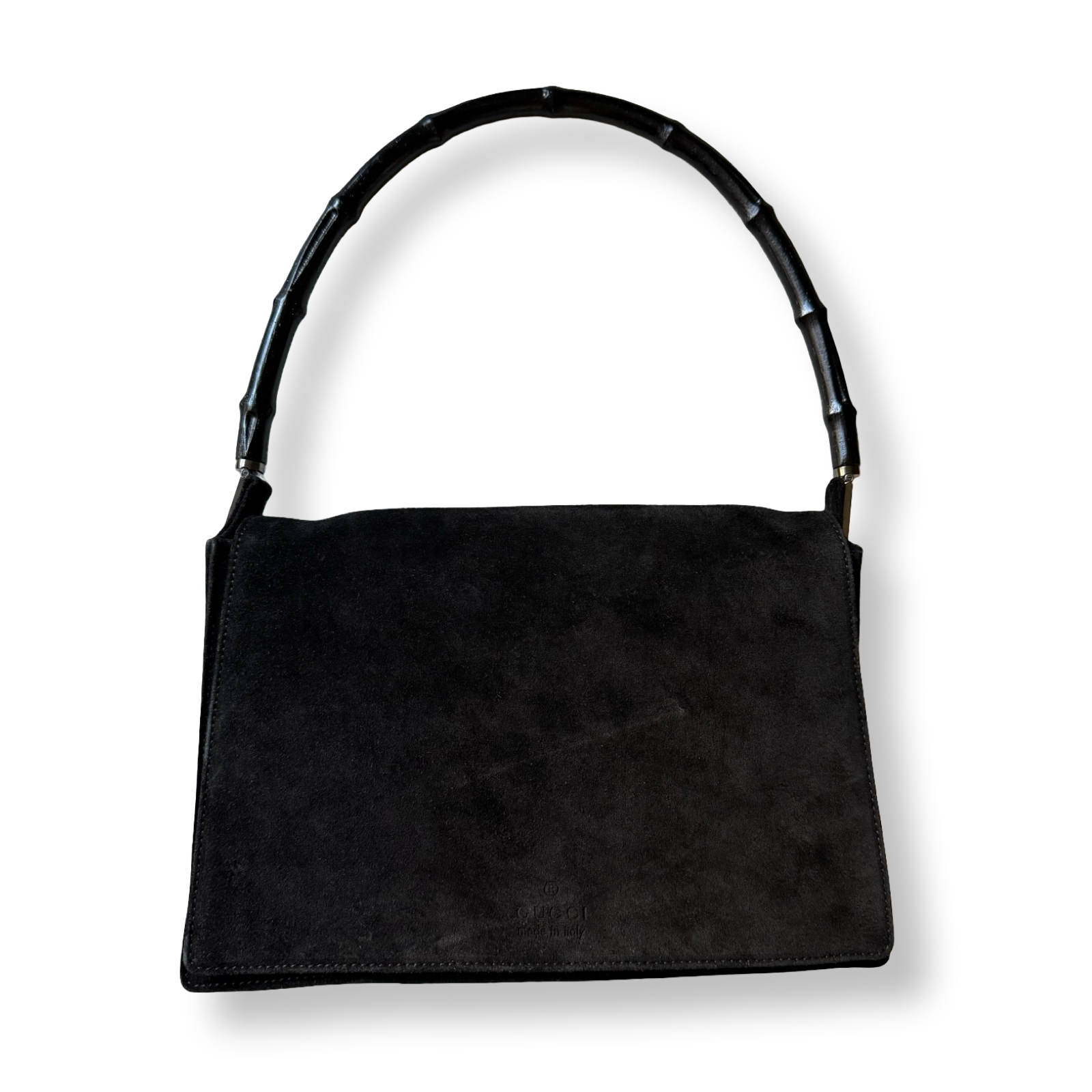 Black handbag with a bamboo handle Tome Ford era gucci shoulder bag suede