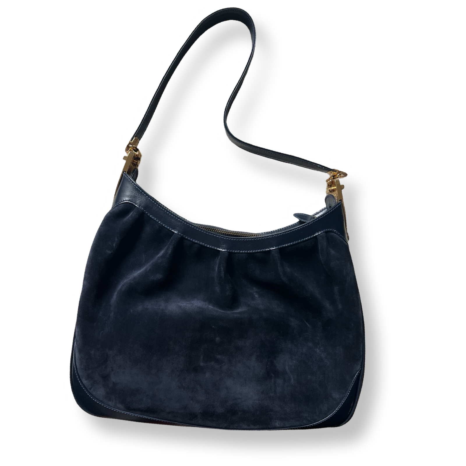 Gucci authentic vintage navy and gold 70s shoulder bag