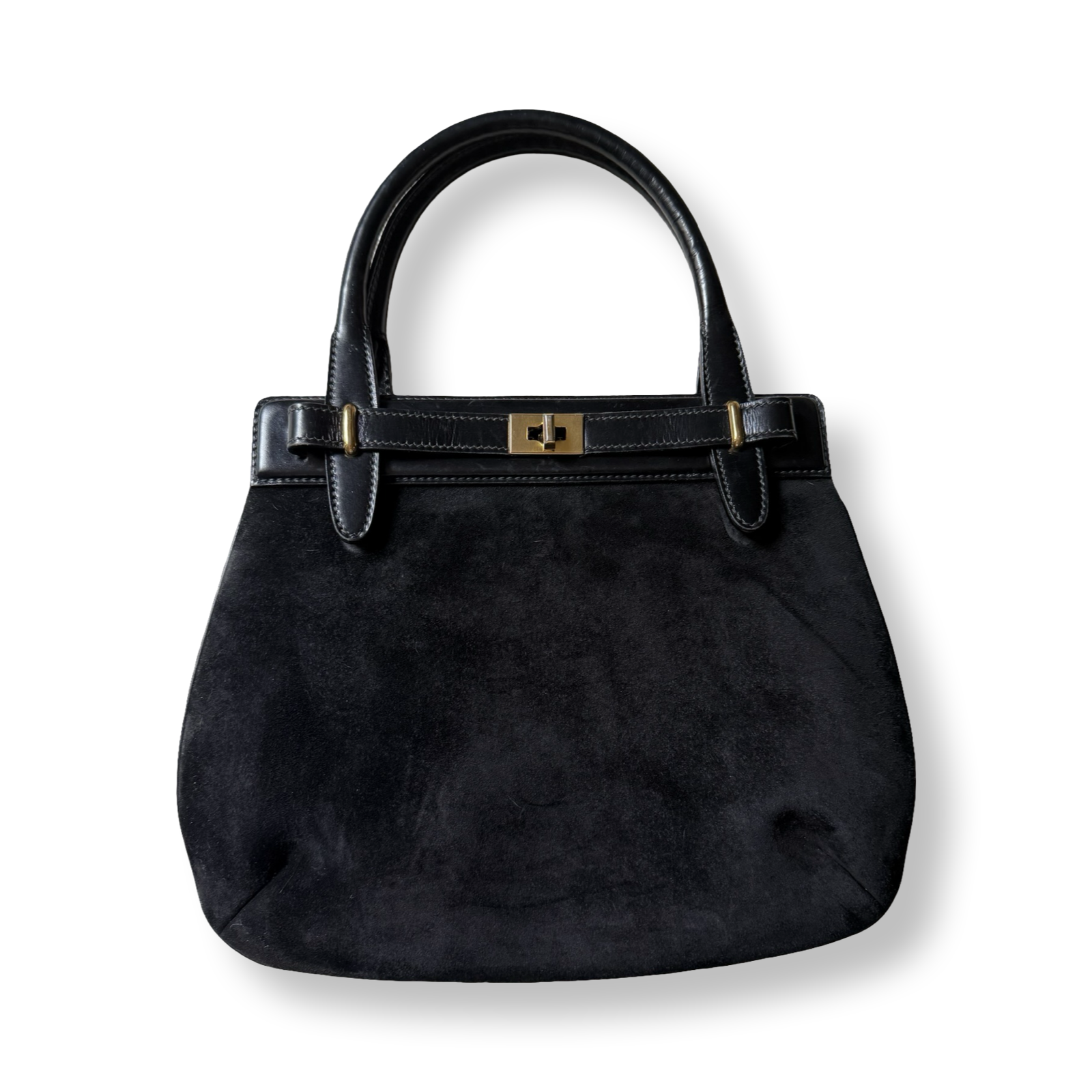 Gucci Vintage Authentic 1970s Suede and leather top handle bag birkin Kelly style