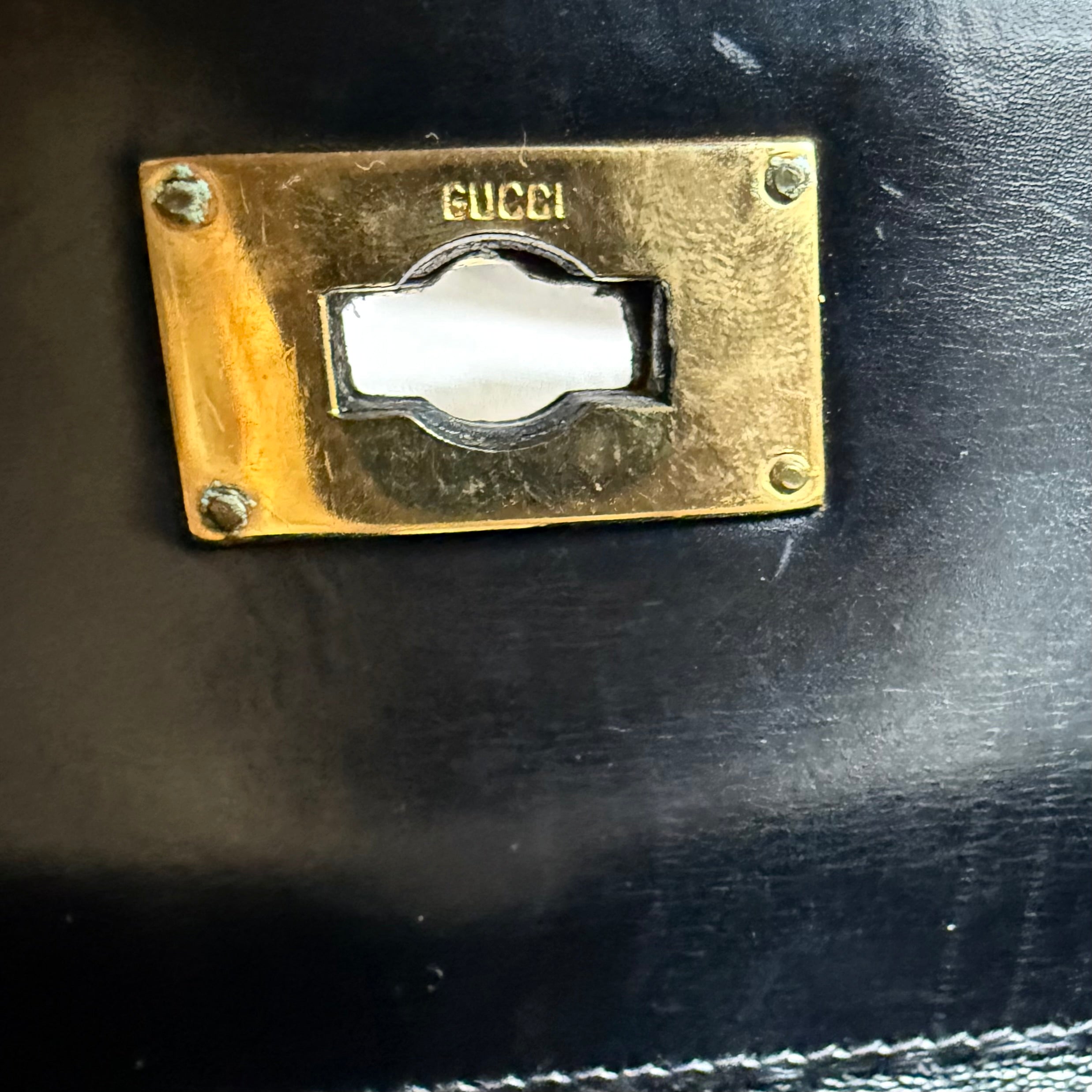 Gucci Vintage Authentic Top Handle Suede Black Handbag 1960s