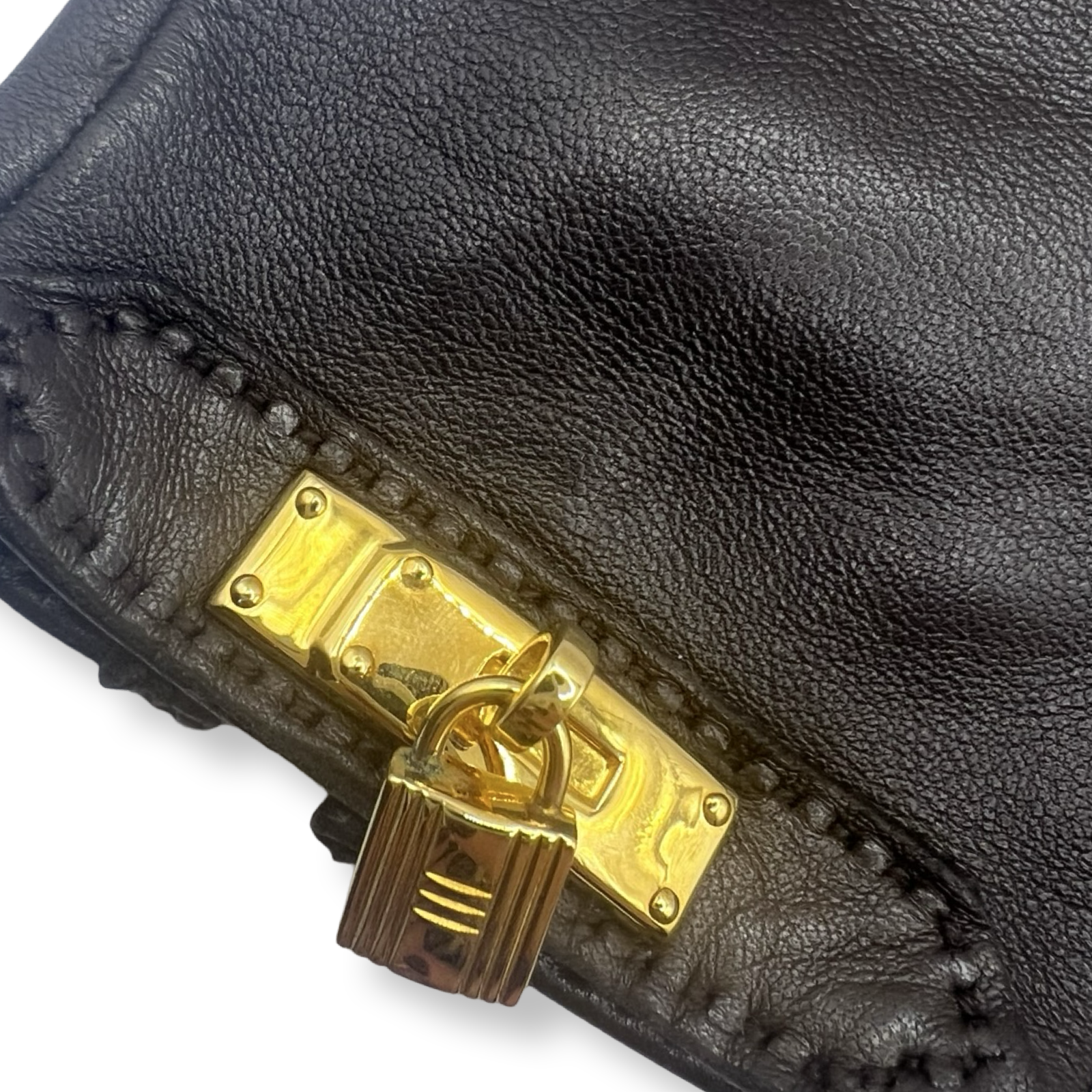 Hermes authentic dark brown leather gloves size 7