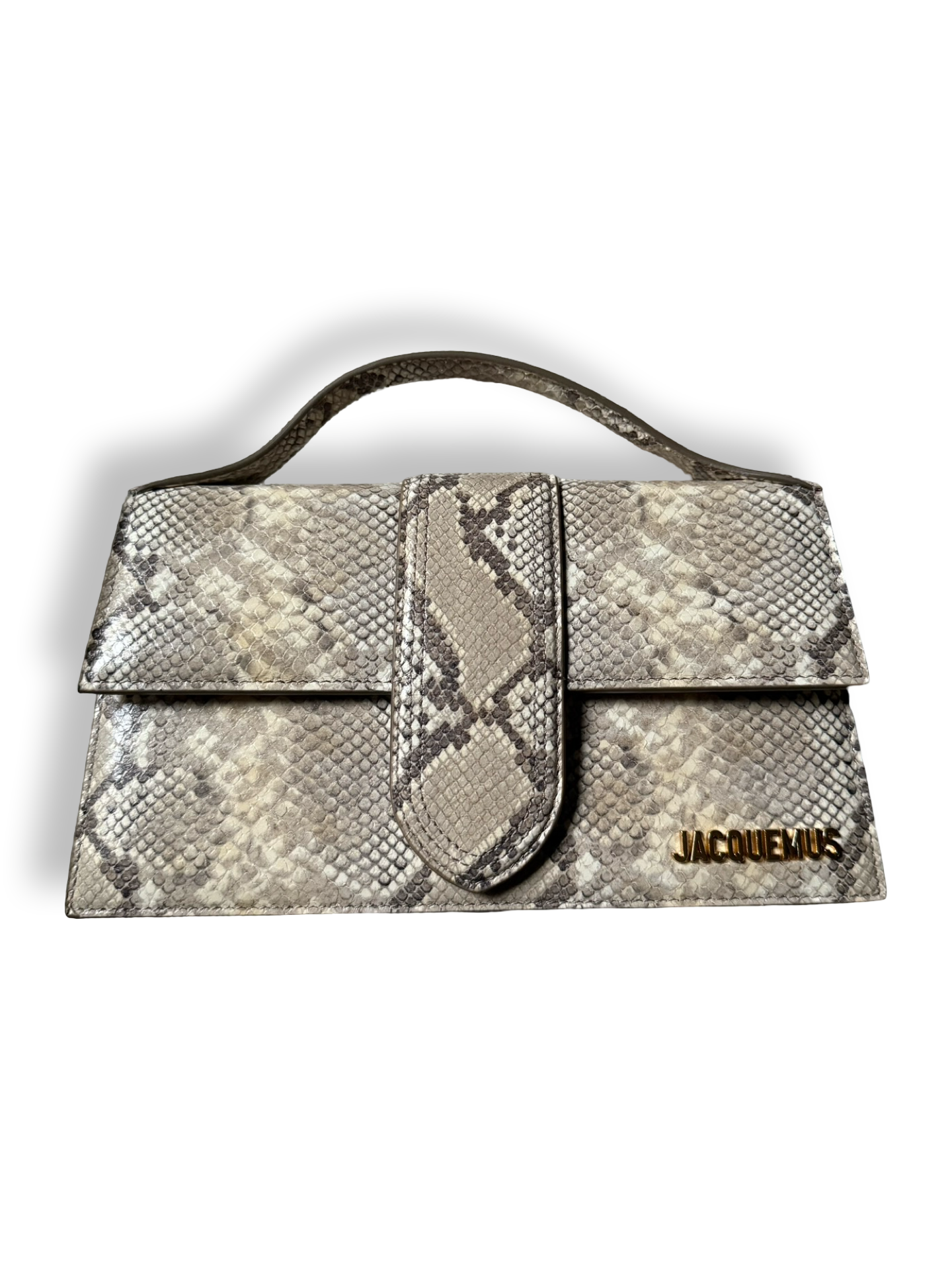 Jacquemus Le Grand Bambino Snake embossed leather ivory two way wear bag like new authentic