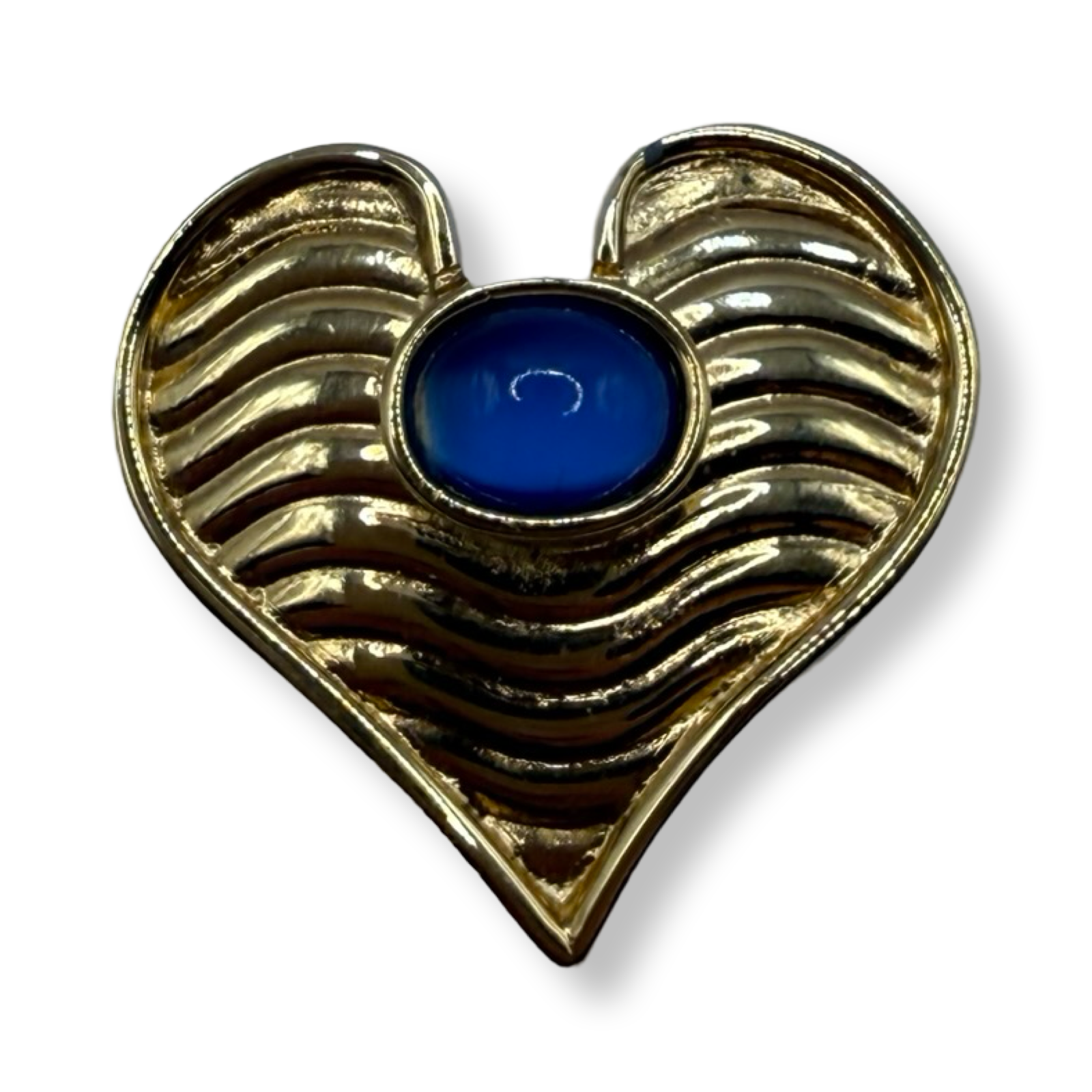 Lanvin Vintage authentic gold with blue stone Heart Brooch Pin