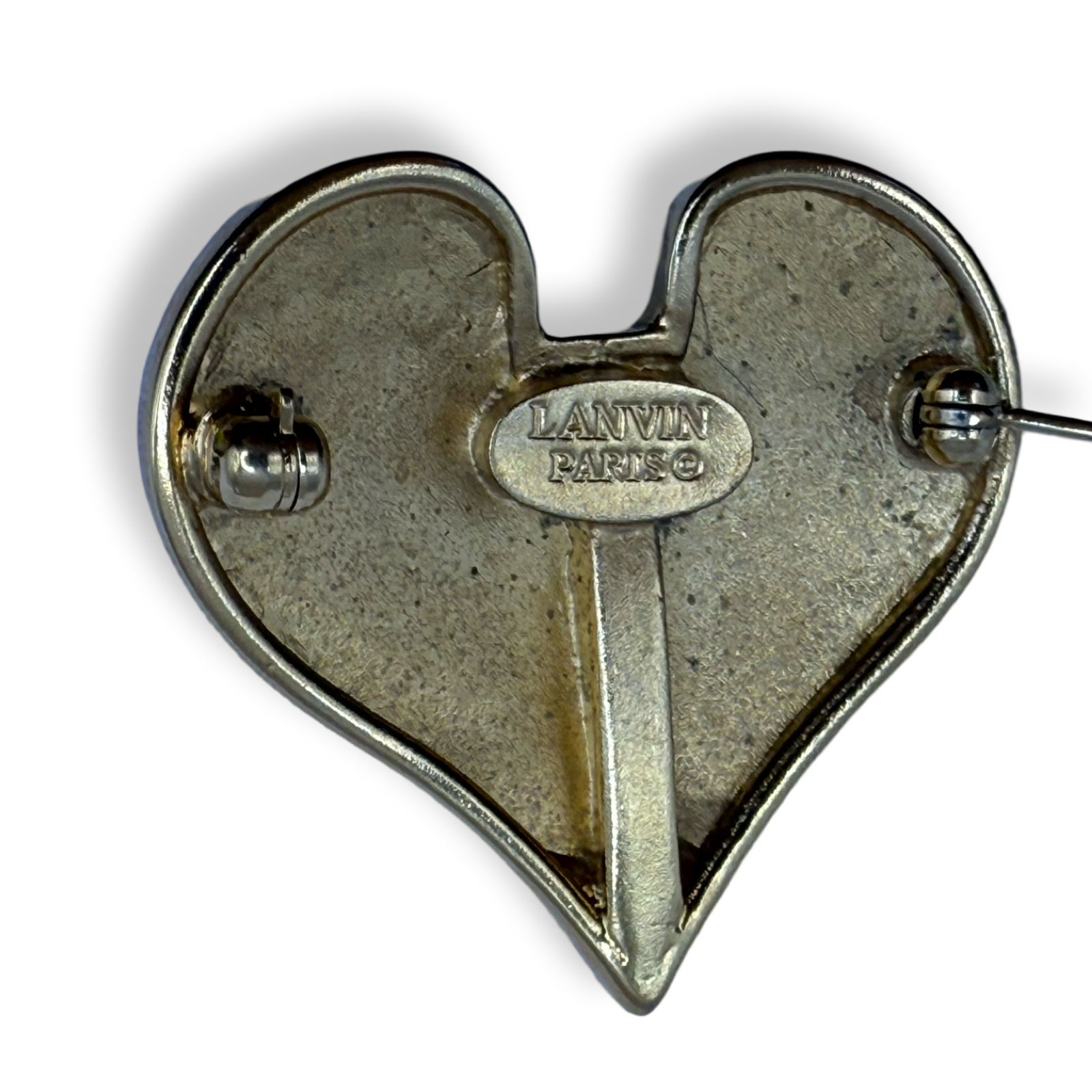 Lanvin Vintage Heart Brooch Pin Gold