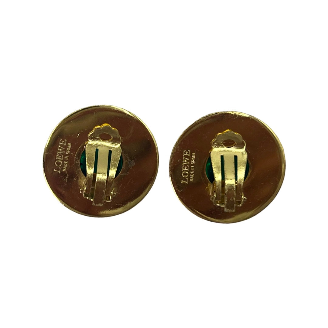 Vintage Loewe Gold & Green stone earrings