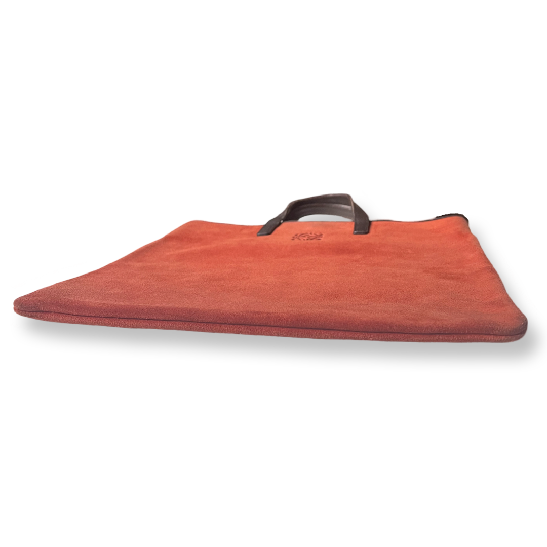 retro orange suede tote bag authentic Loewe