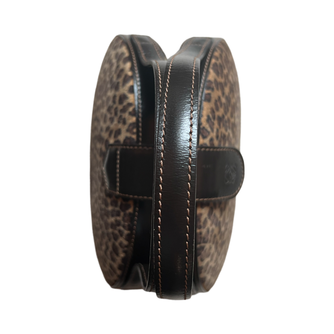 Brown & leopard Handbag Vintage Loewe Round hatbox style