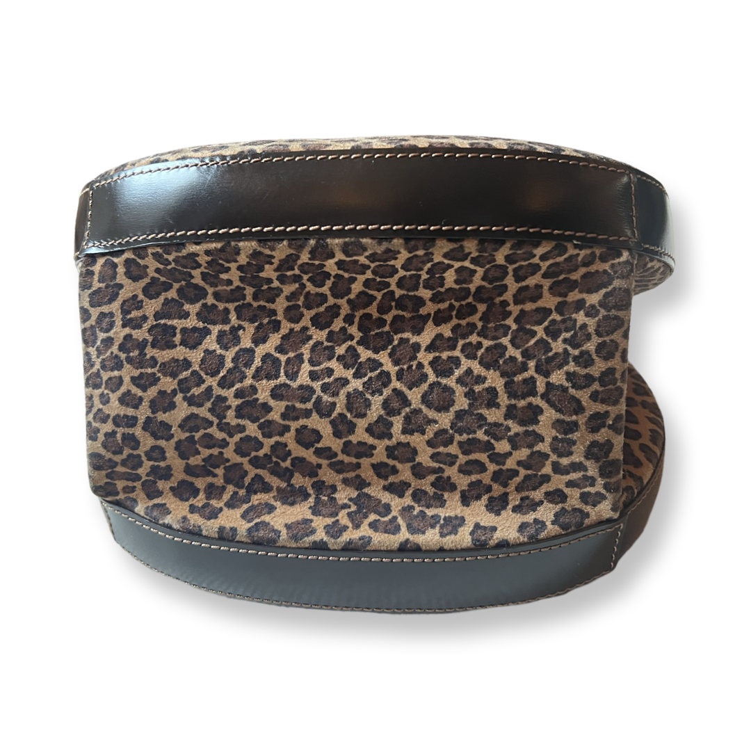 Round Mini Trunk Style Loewe vintage brown animal pattern handbag