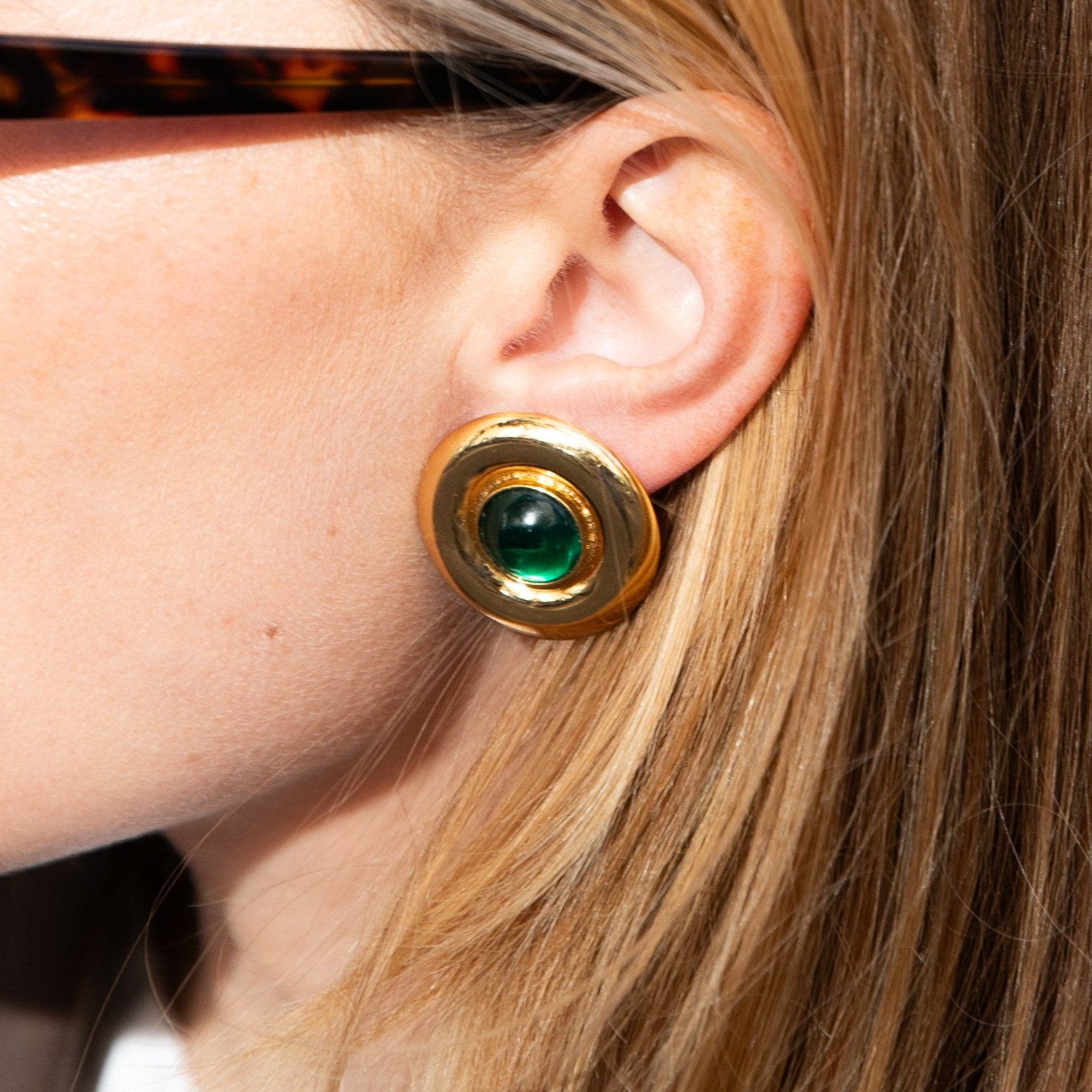 vintage Loewe Green Stone Earrings