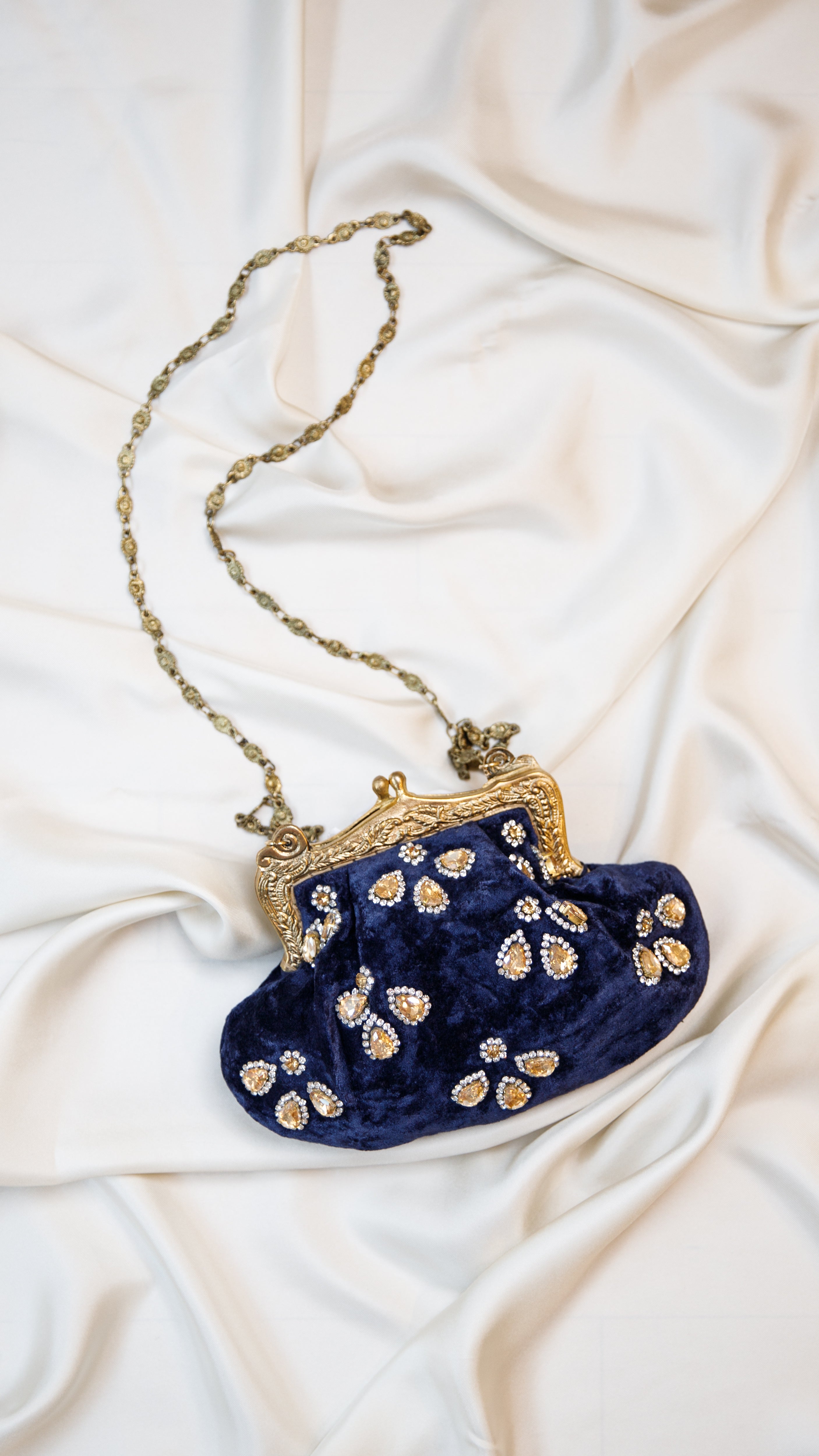 Hand made vintage inspired one of a kind velvet jeweled evening bag Island to East Side X the Vintage New Yorker