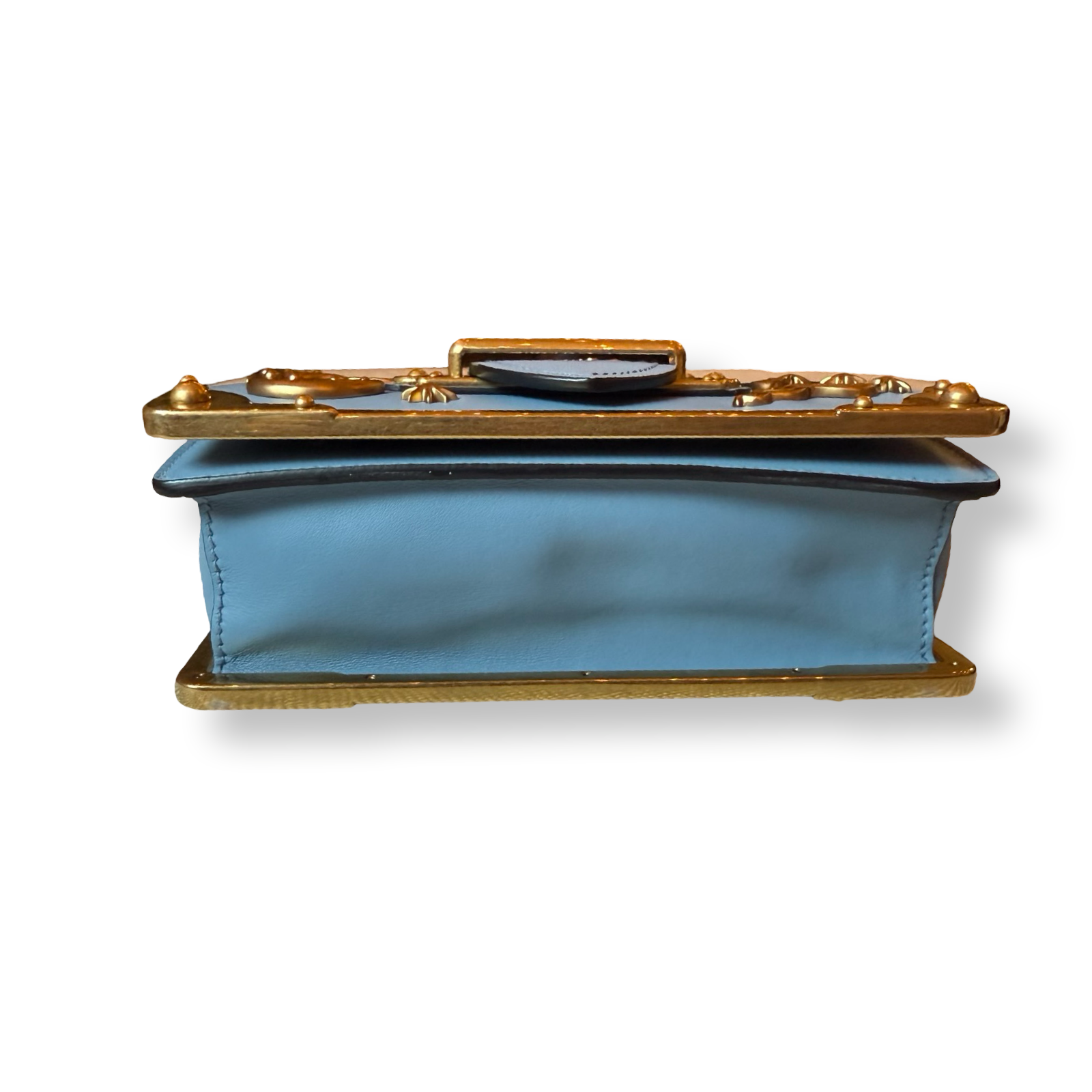 Prada Cahier Bag Astrology Edition Light Blue leather authentic gold hardware moon and stars versatile bag