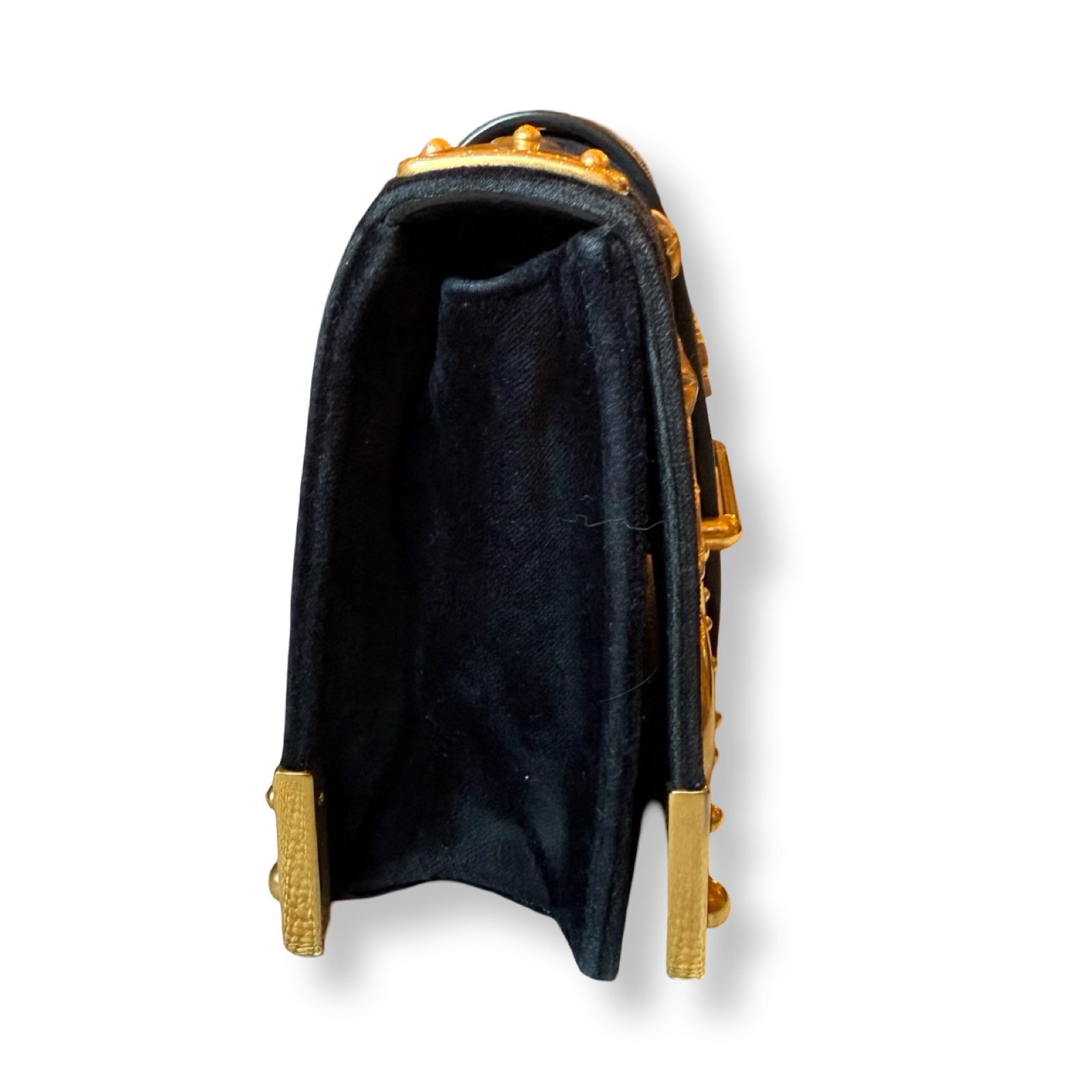 Prada Cahier Bag Astrology Edition with moon and stars Black Velvet with Gold Hardware and embellishments authentic