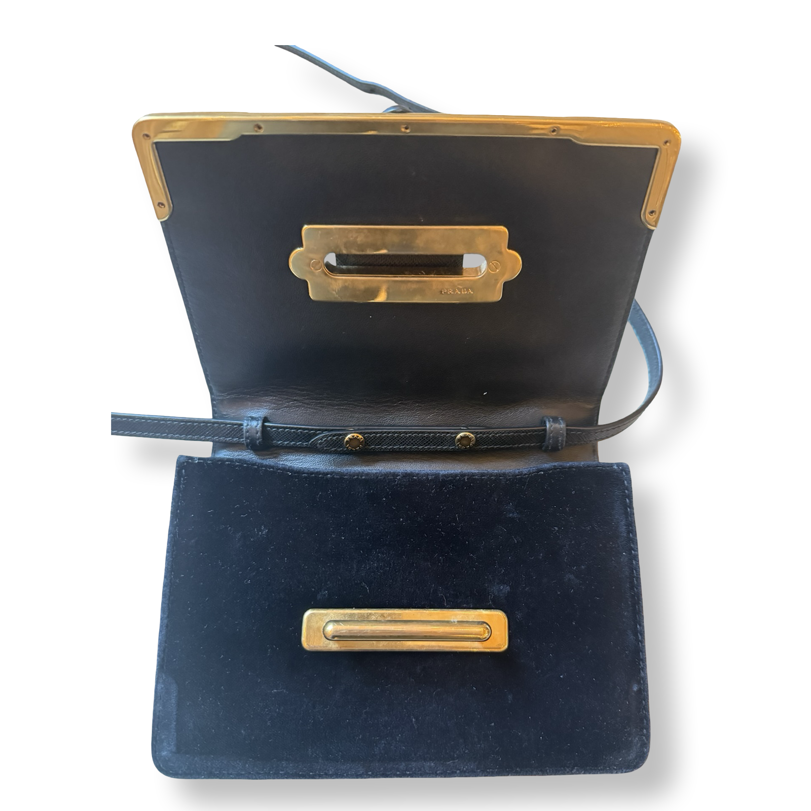 Prada Cahier Bag Astrology Edition with moon and stars Black Velvet with Gold Hardware and embellishments authentic