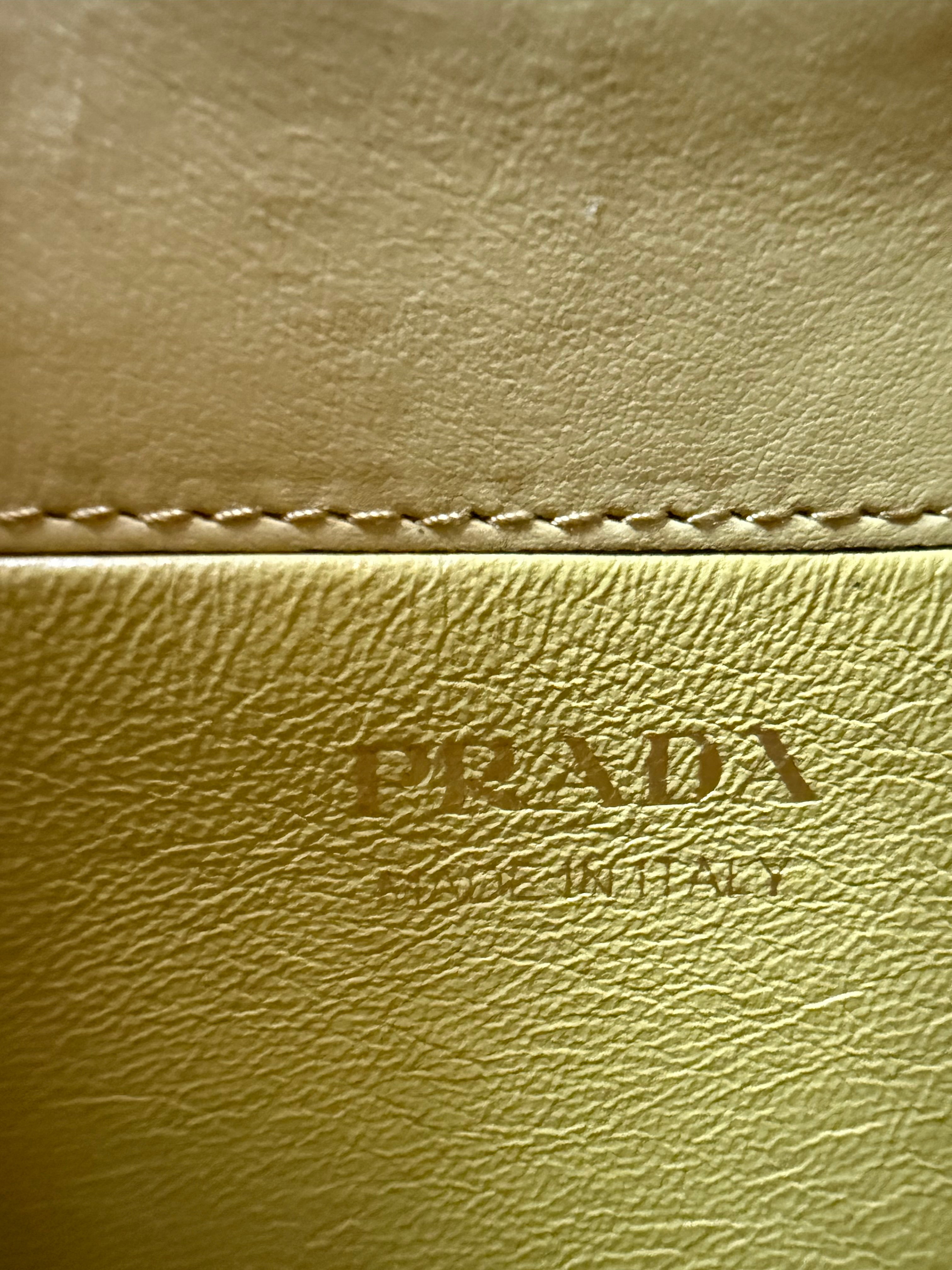 Prada_Cleo_Box_Calf_Leather_Shoulder_Bag_Yellow medium authentic