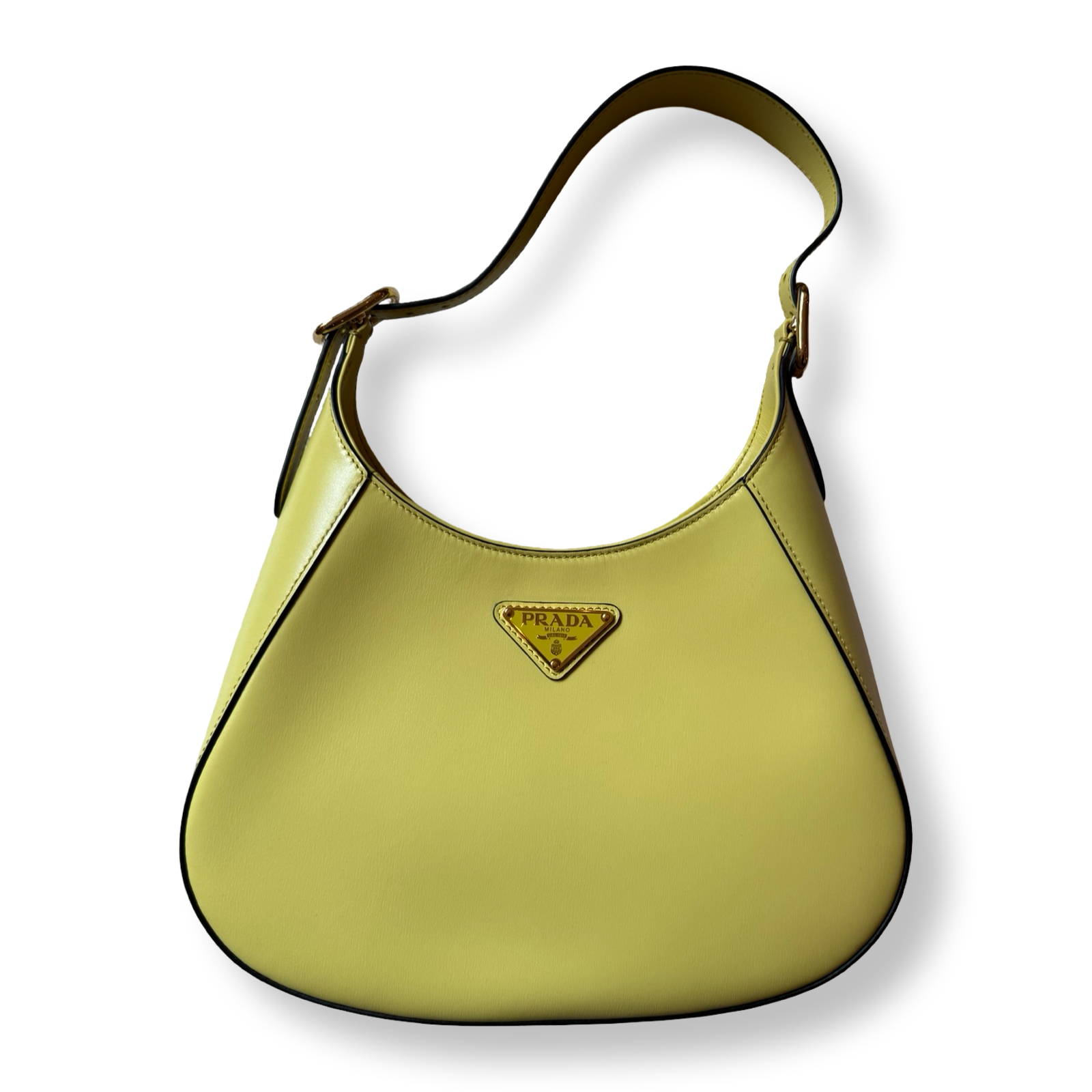 Prada_Cleo_Box_Calf_Leather_Shoulder_Bag_Yellow authentic