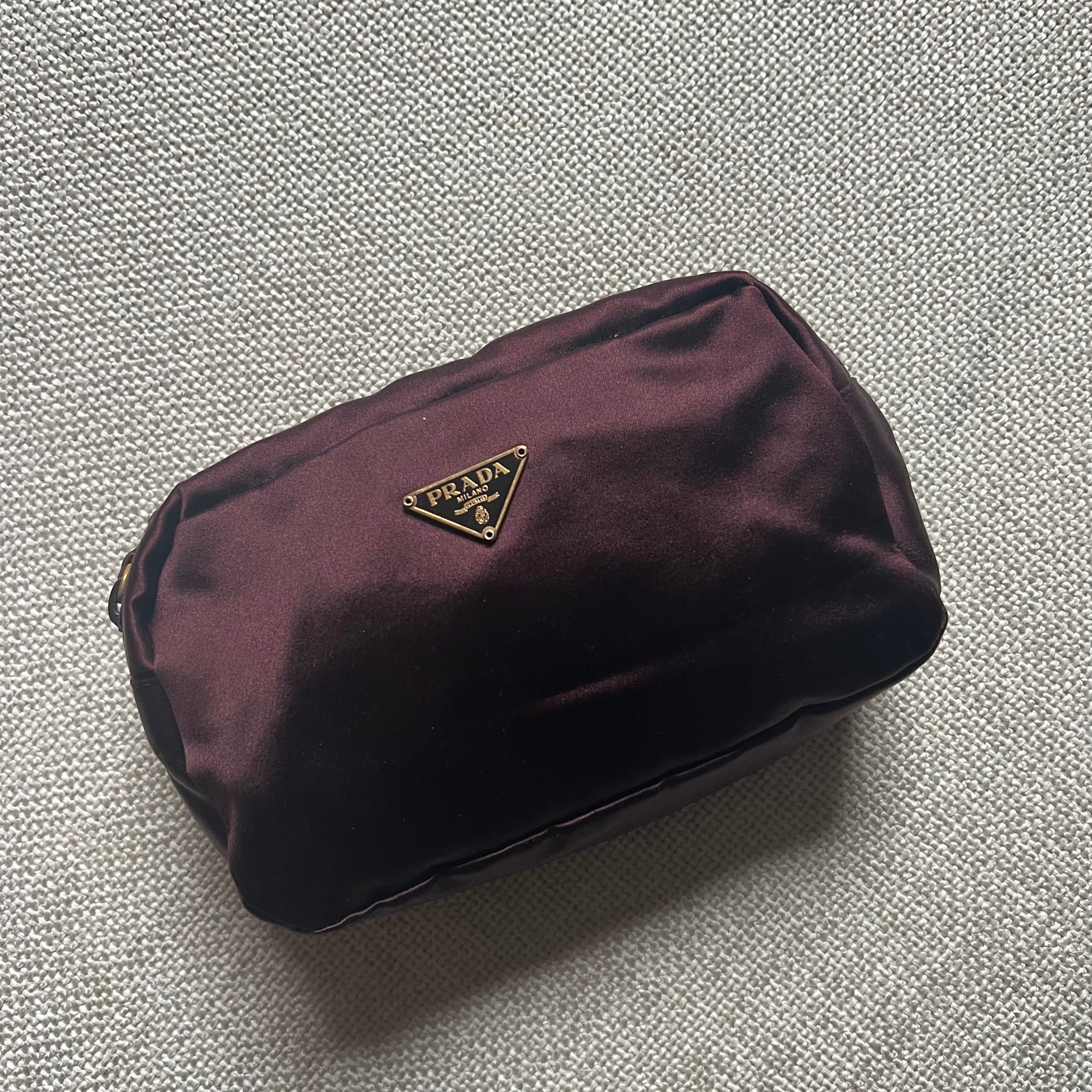 authentic Prada Satin Pouch deep wine color