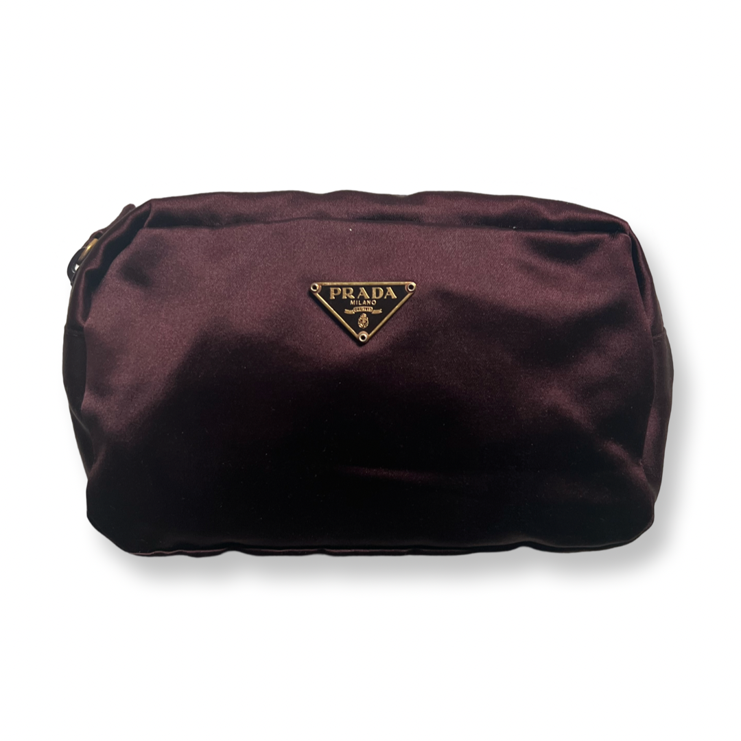 authentic prada zipper pouch burgundy
