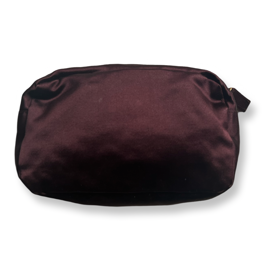 authentic Prada zipper pouch burgundy wine color satin