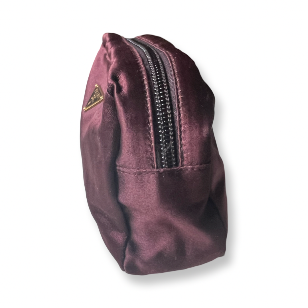 Prada pouch authentic burgundy satin