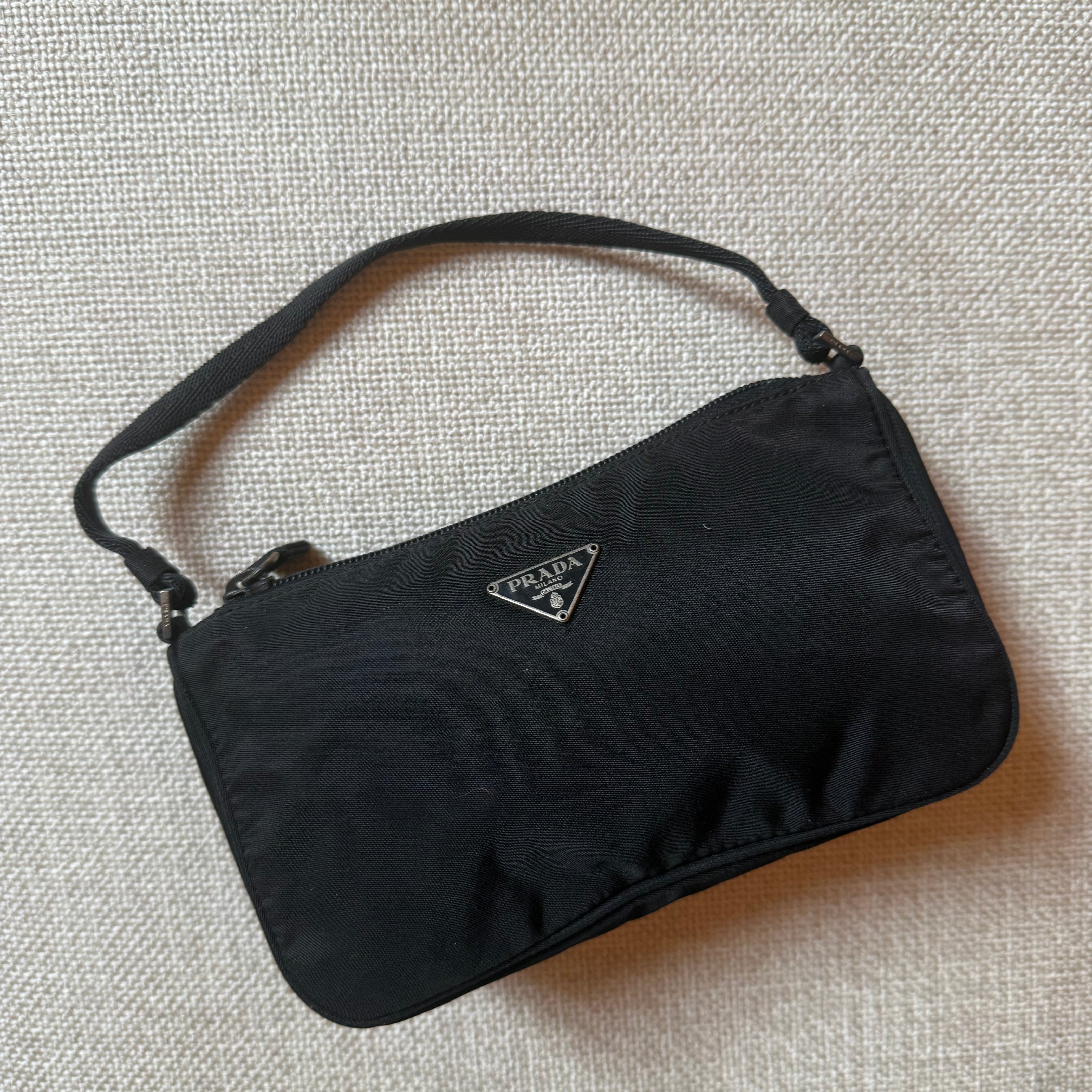 Prada Tessuto Nylon Black Pouch Shoulder Bag authentic y2k vintage 2000s