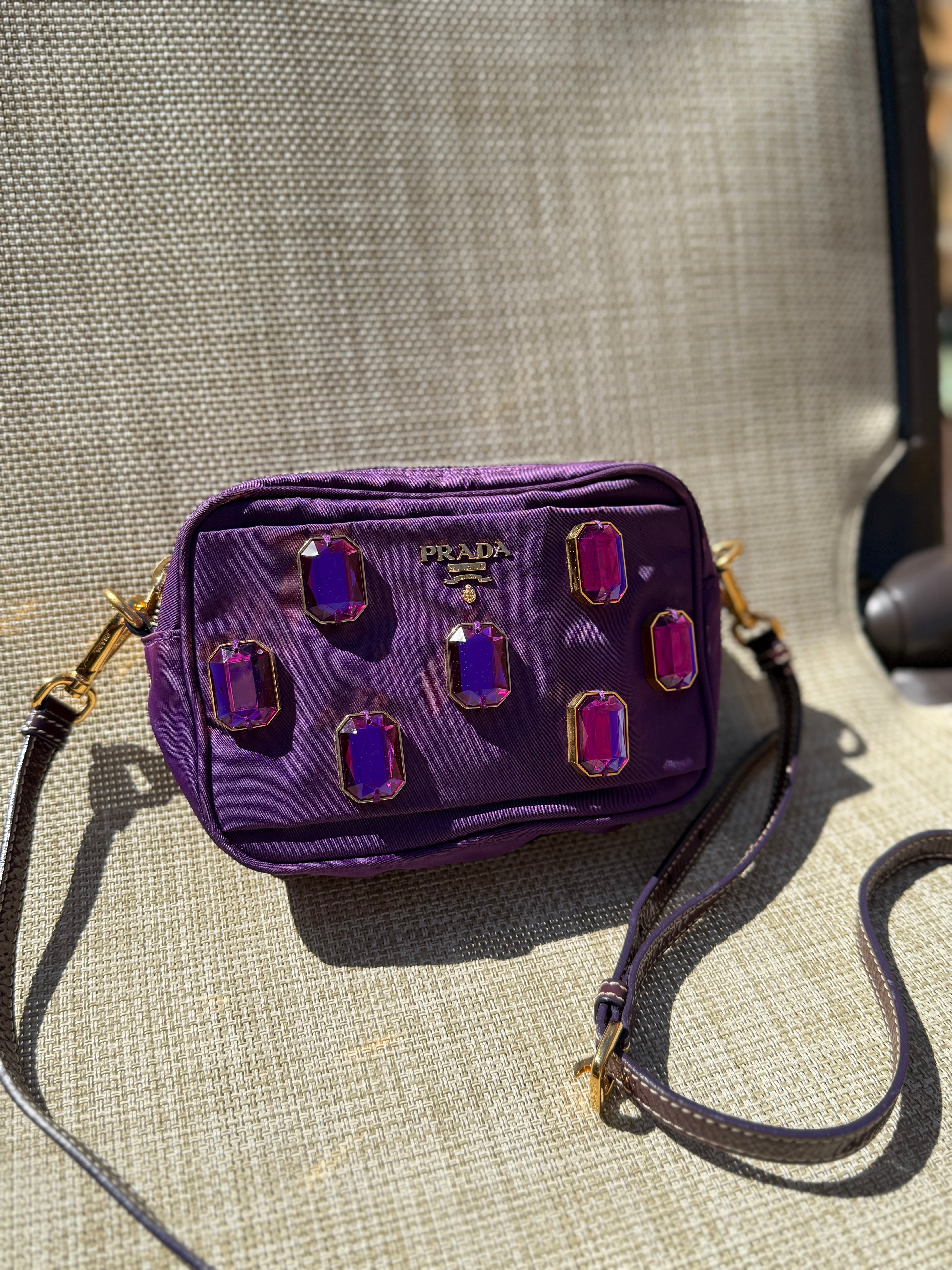 Prada royal purple jewel tone camera bag authentic