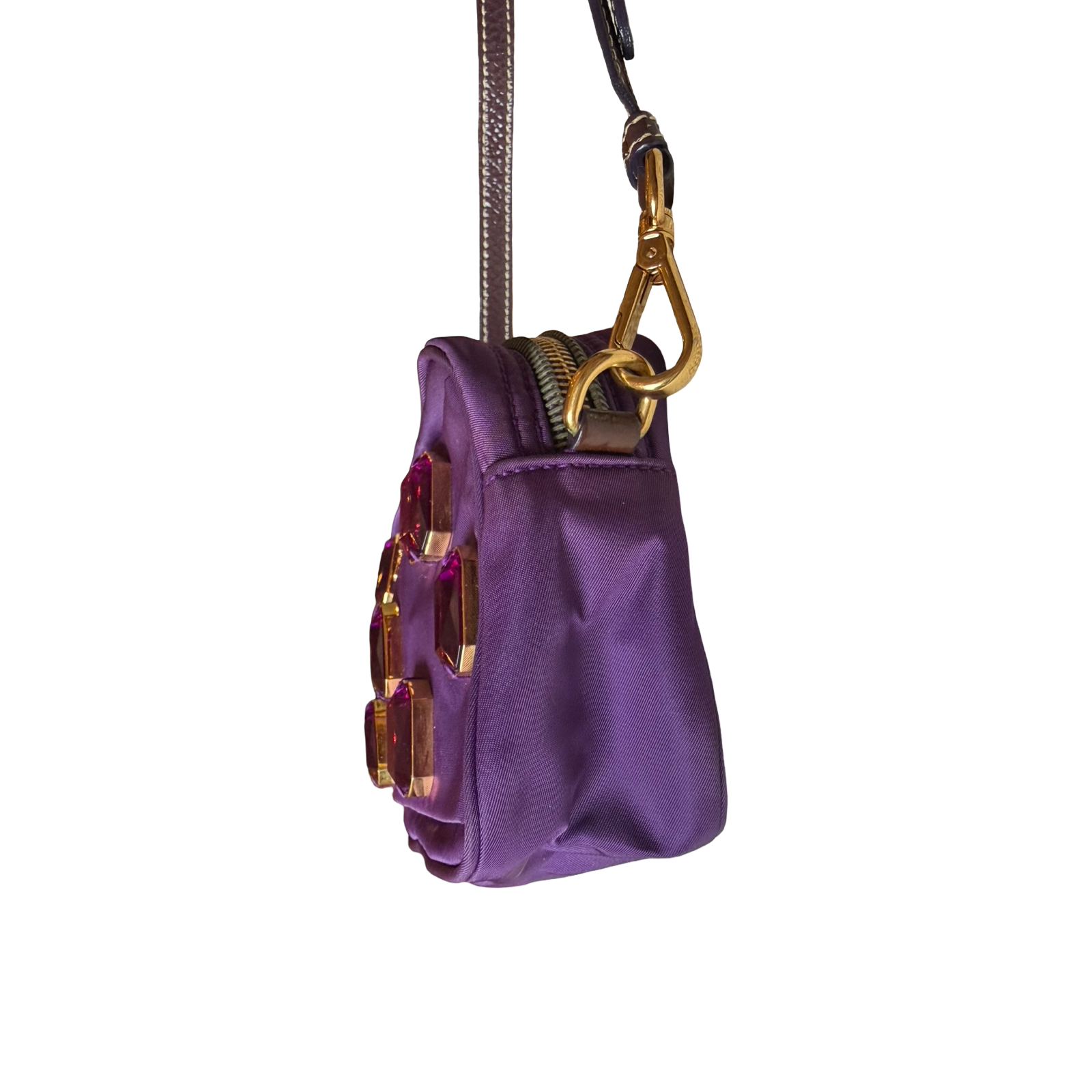 Prada vintage purple royal nylon and jewel stones camera bag authentic
