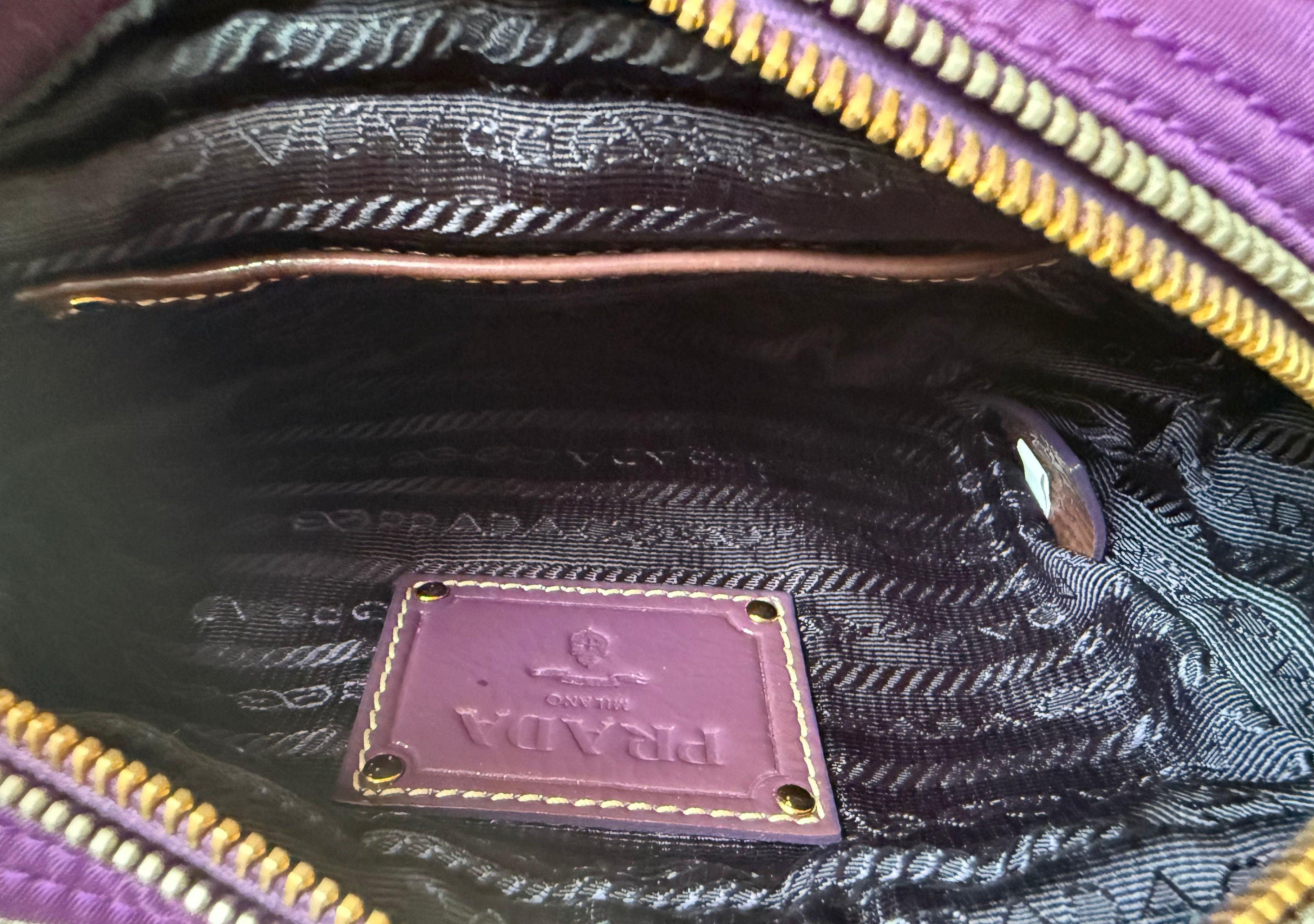 Prada 2000s nylon authentic camera bag two way purple jewel tone