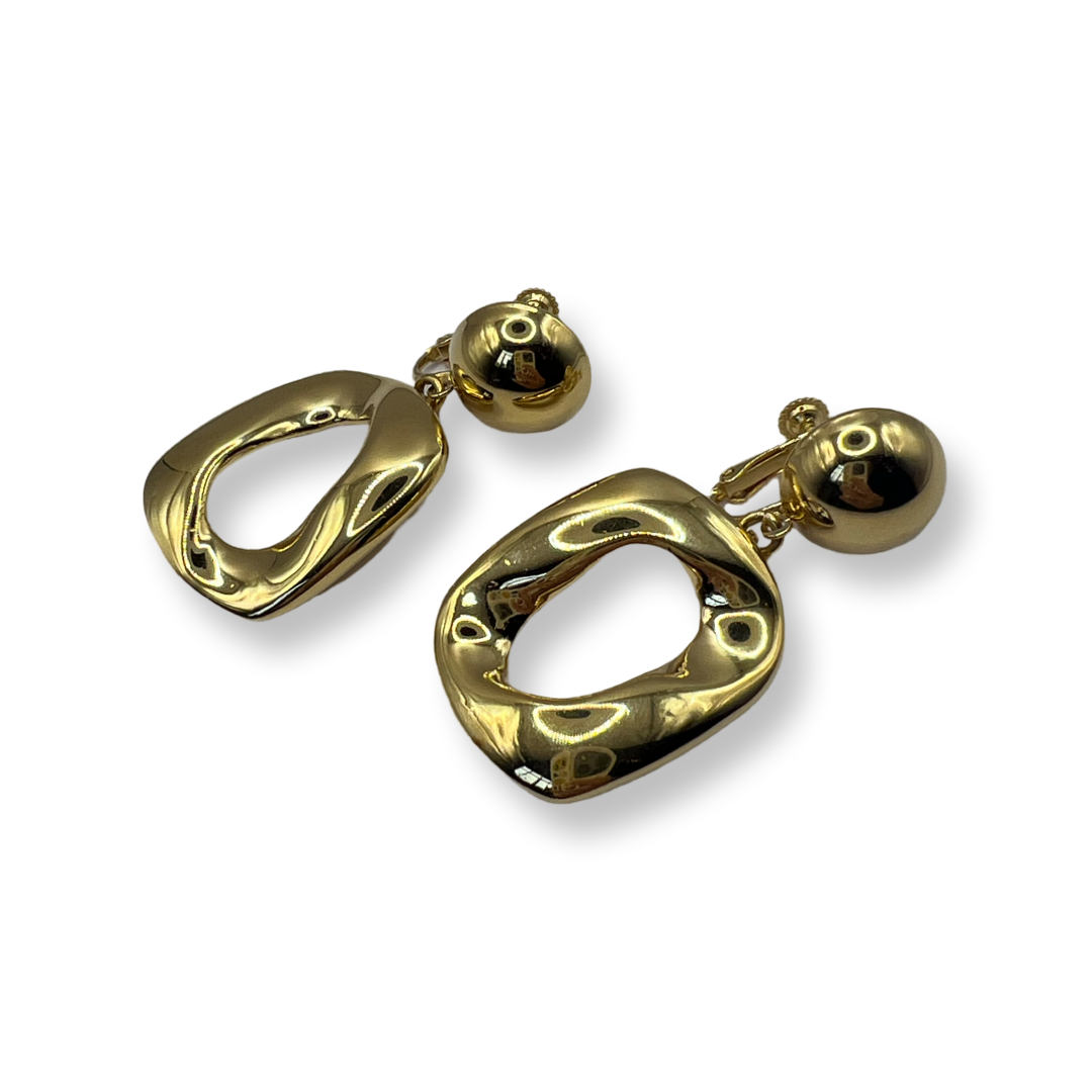 YSL Gold Dangle Single Chain Link Earrings oversized