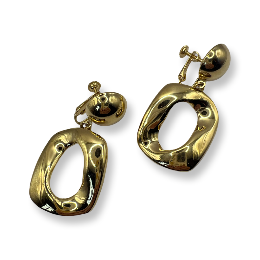 YSL retro gold swing earrings distorted metal look