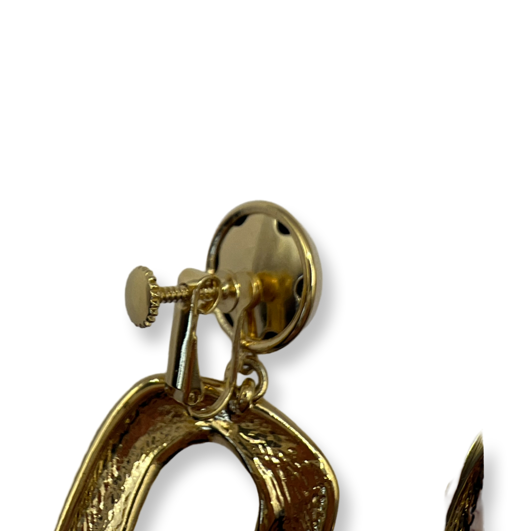 old style ysl earrings gold melted circle dangle