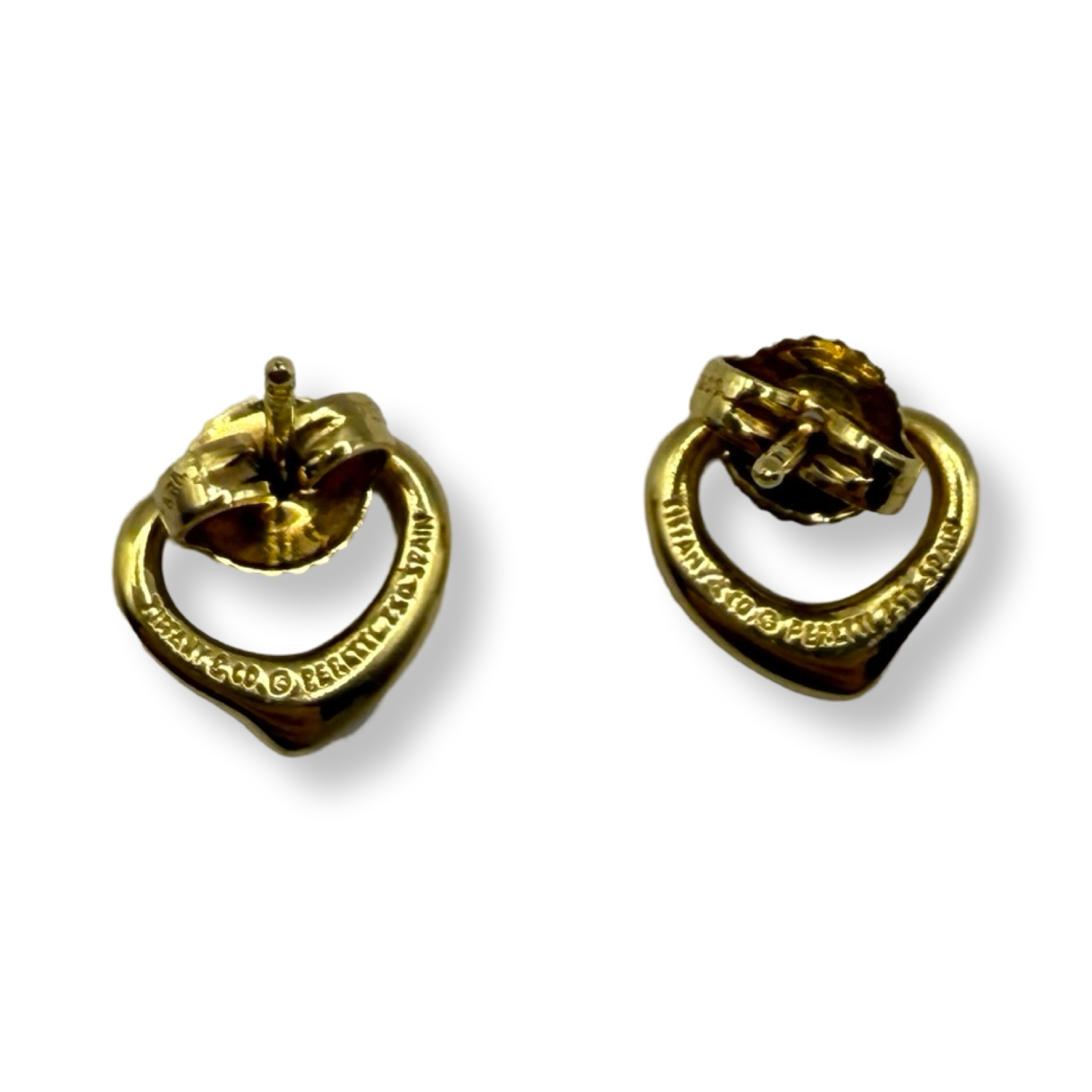 Tiffany's Open Heart Earrings tiny studs heart shape gold